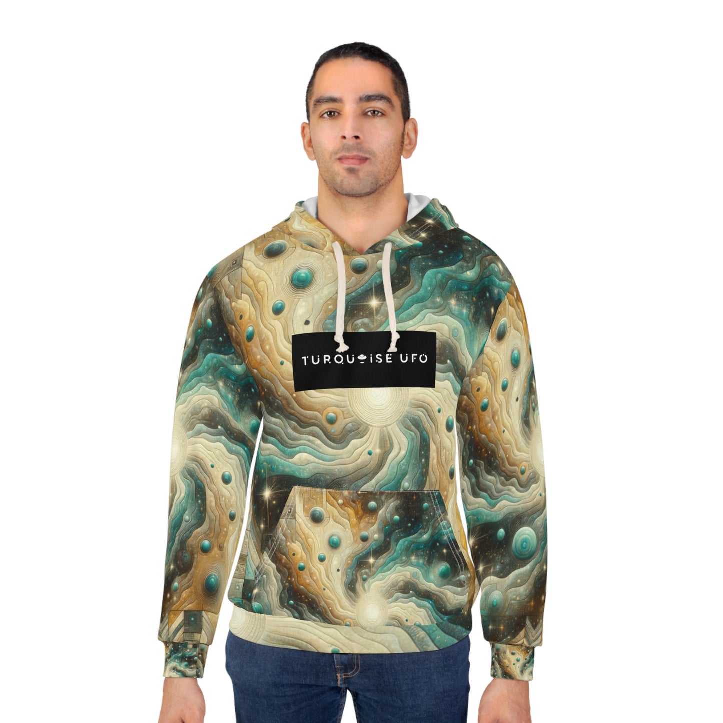 Abstract Interstellar Hoodie - Turquoise UFO Logo