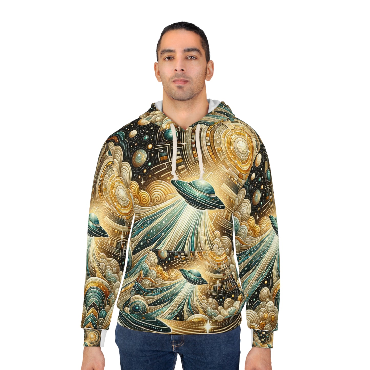 Cosmic Turquoise Quilt Hoodie