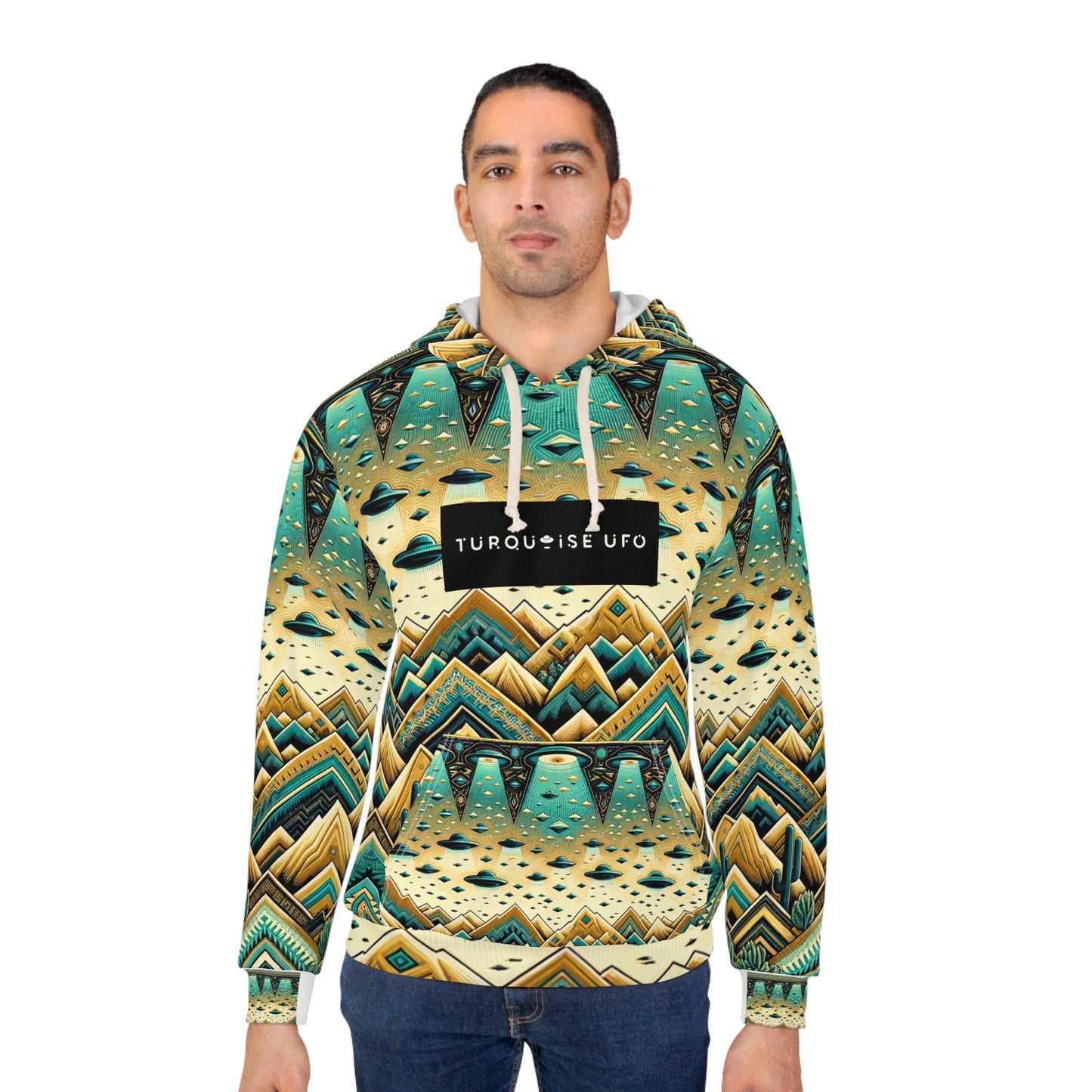 Abstract Desert Foothills Turquoise UFO Hoodie