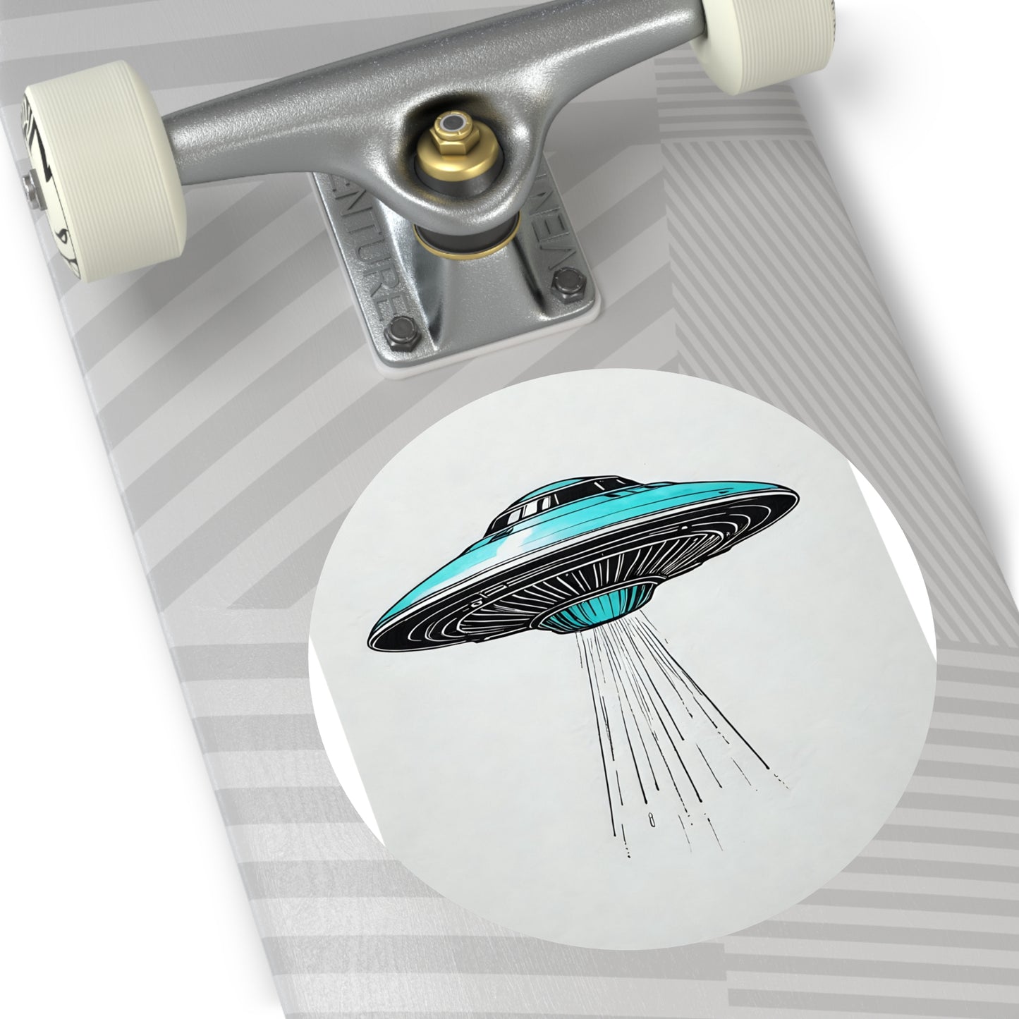 Stylish Round Vinyl Stickers - Retro UFO Design for Space Lovers