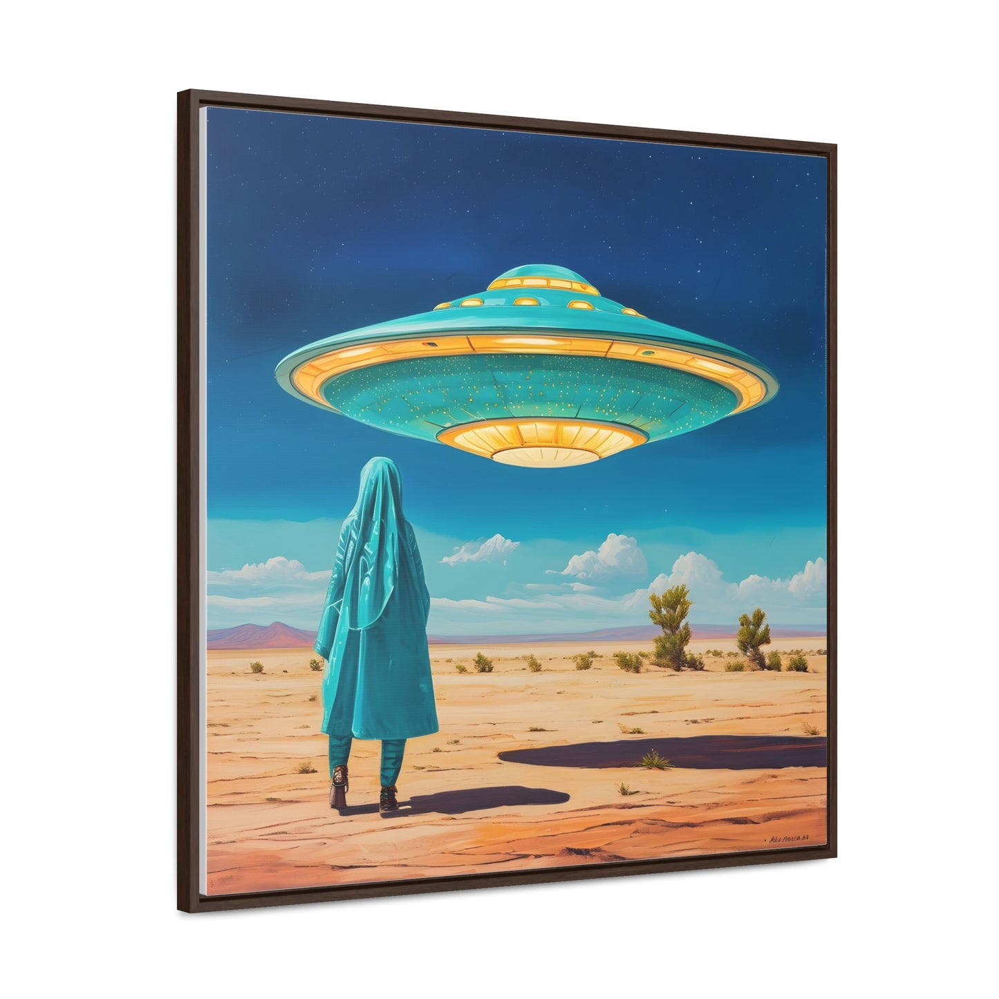 Mysterious Turquoise UFO Square Canvas Wrap