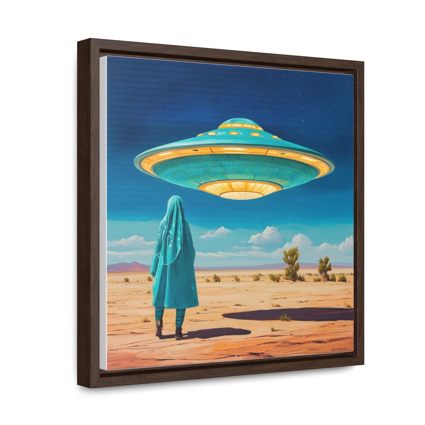 Mysterious Turquoise UFO Square Canvas Wrap