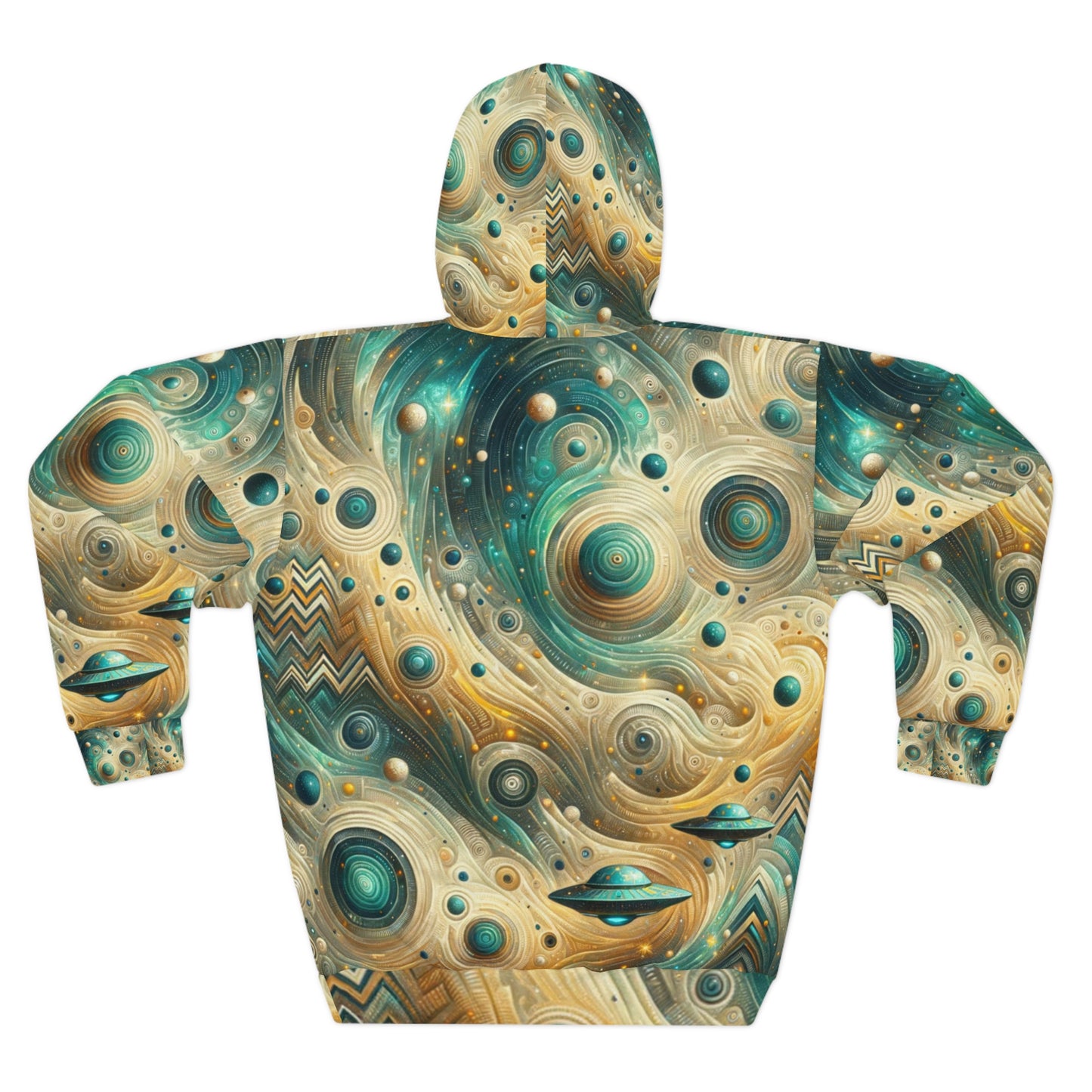 Turquoise UFO Planet Hoodie - Abstract Unisex Pullover