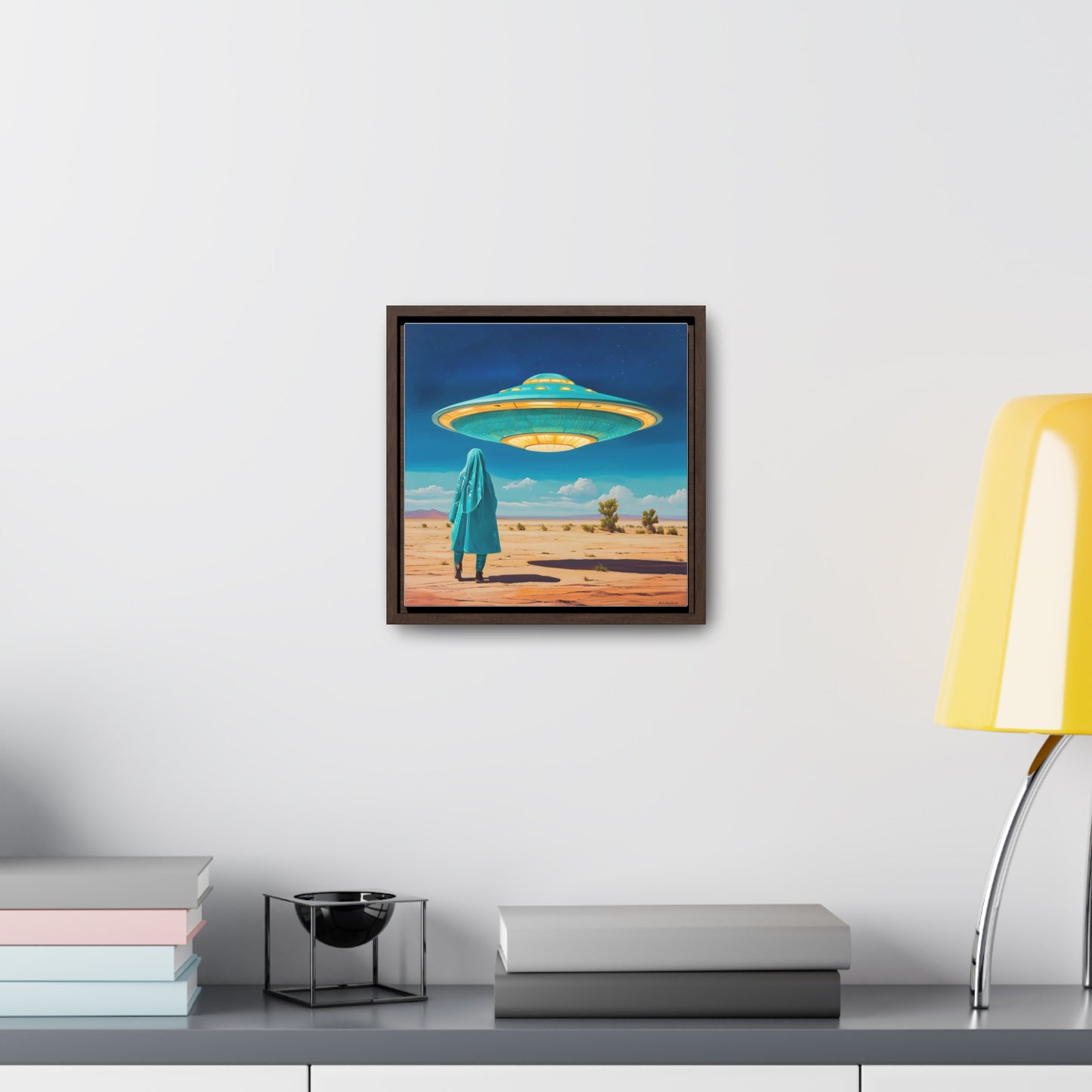 Mysterious Turquoise UFO Square Canvas Wrap