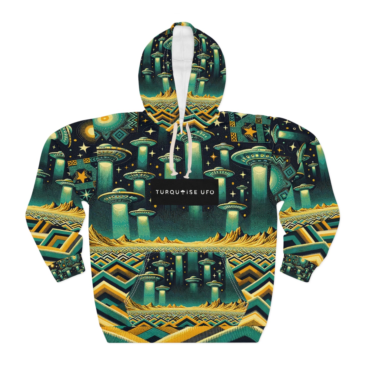 Turquoise UFO Hoodie - Desert Themed Unisex Pullover