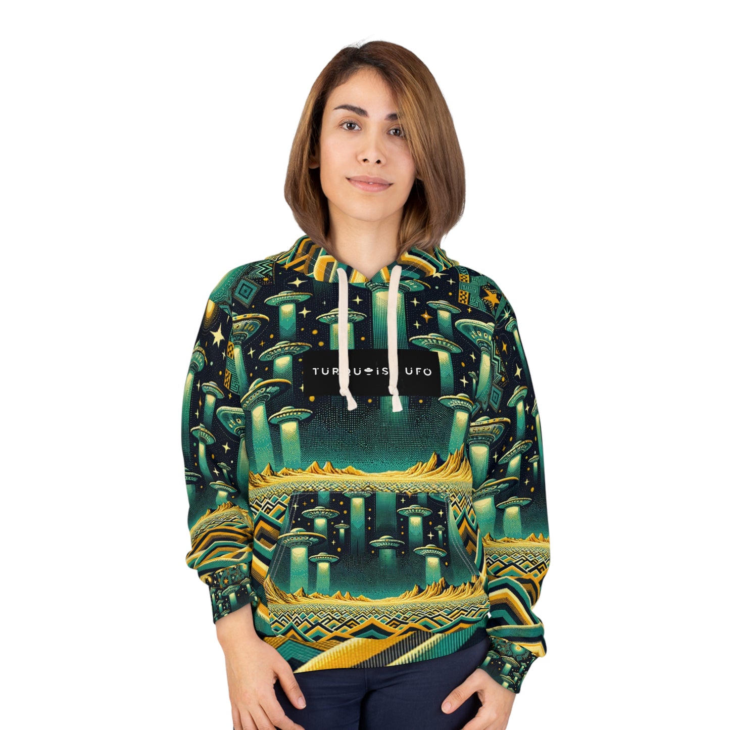 Turquoise UFO Hoodie - Desert Themed Unisex Pullover