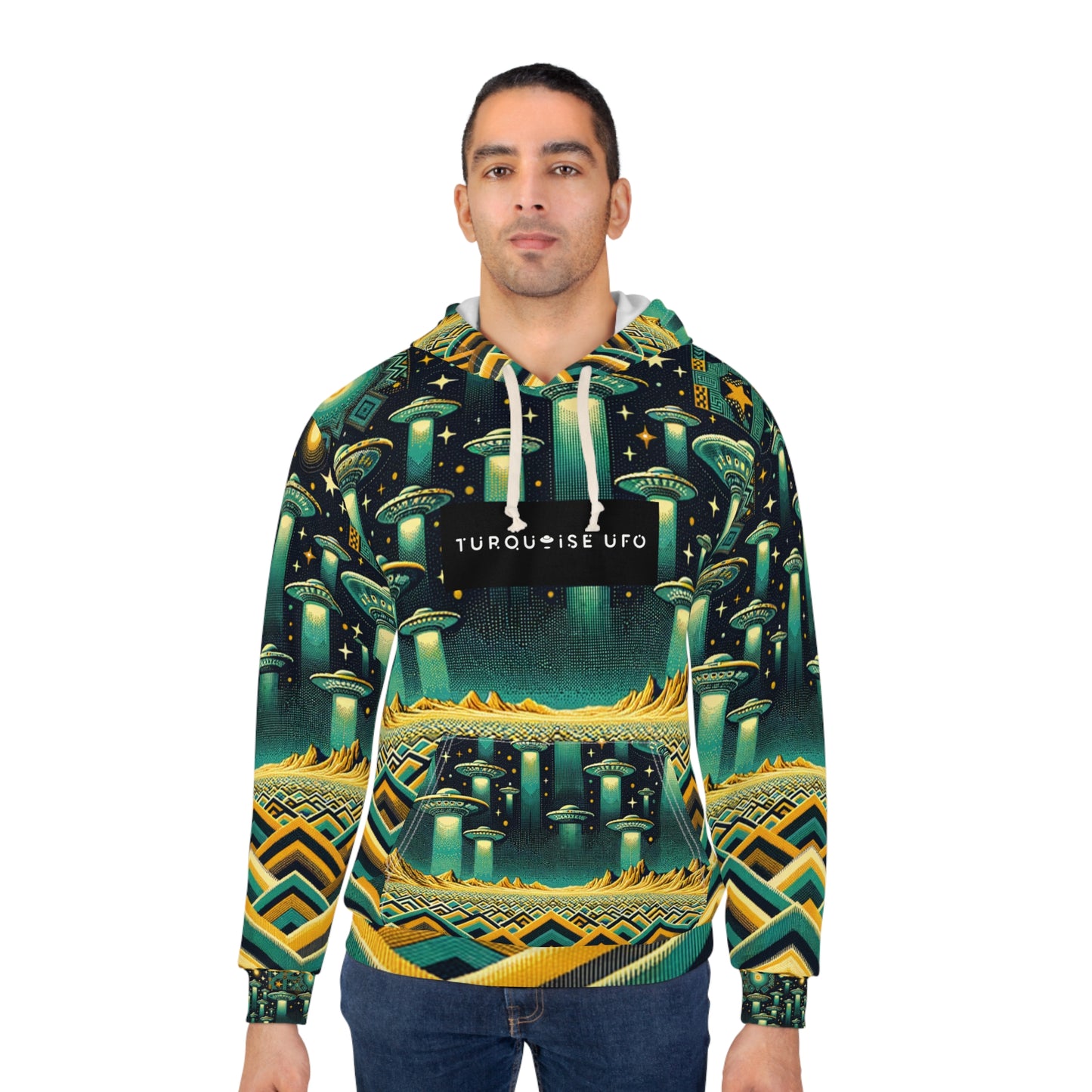 Turquoise UFO Hoodie - Desert Themed Unisex Pullover