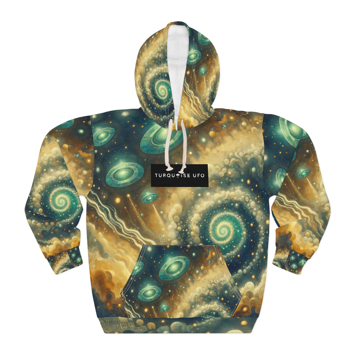 Turquoise UFO Pullover Hoodie - Interstellar Space Design