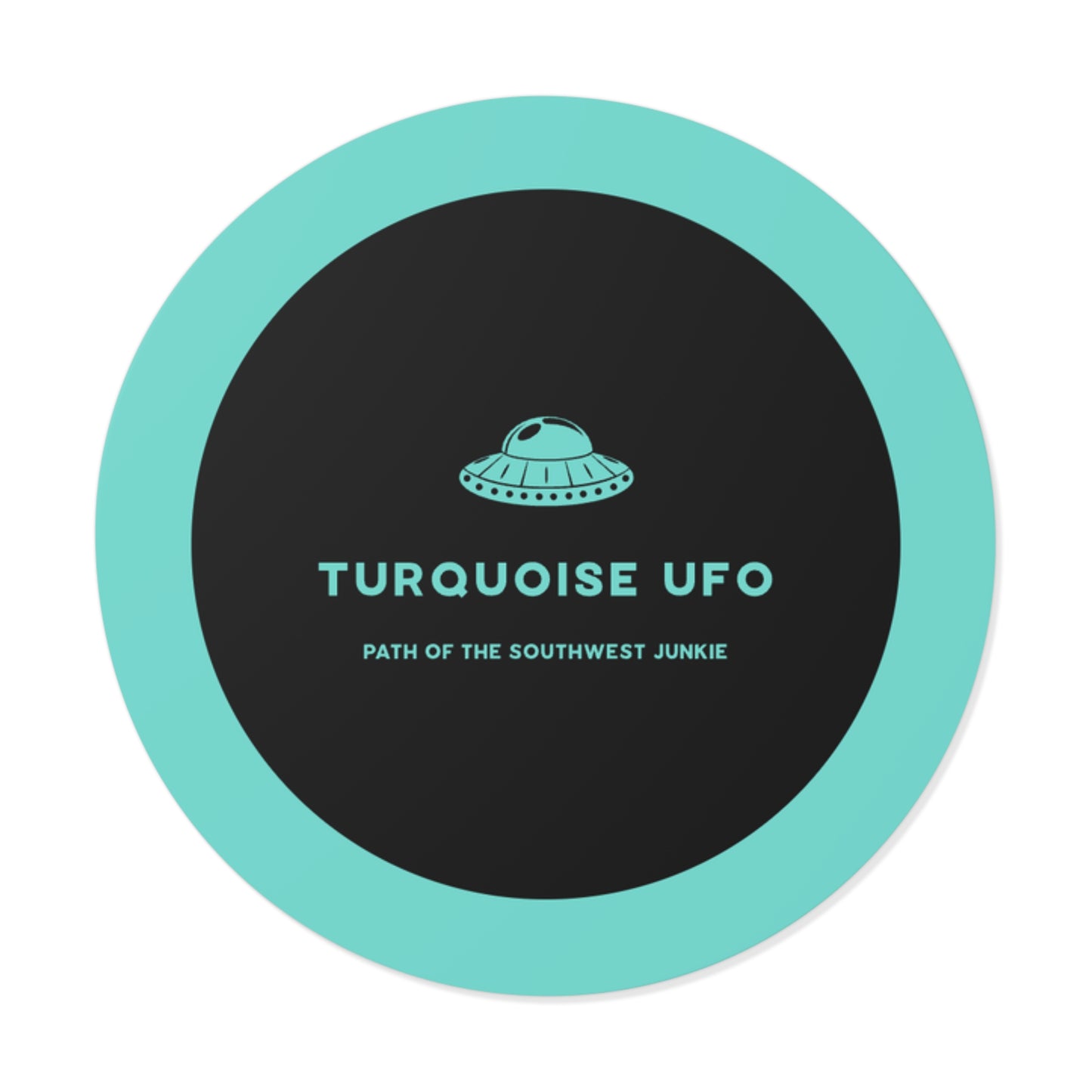 Turquoise UFO Round Vinyl Stickers - Fun Southwest Decor for Unique Personalization