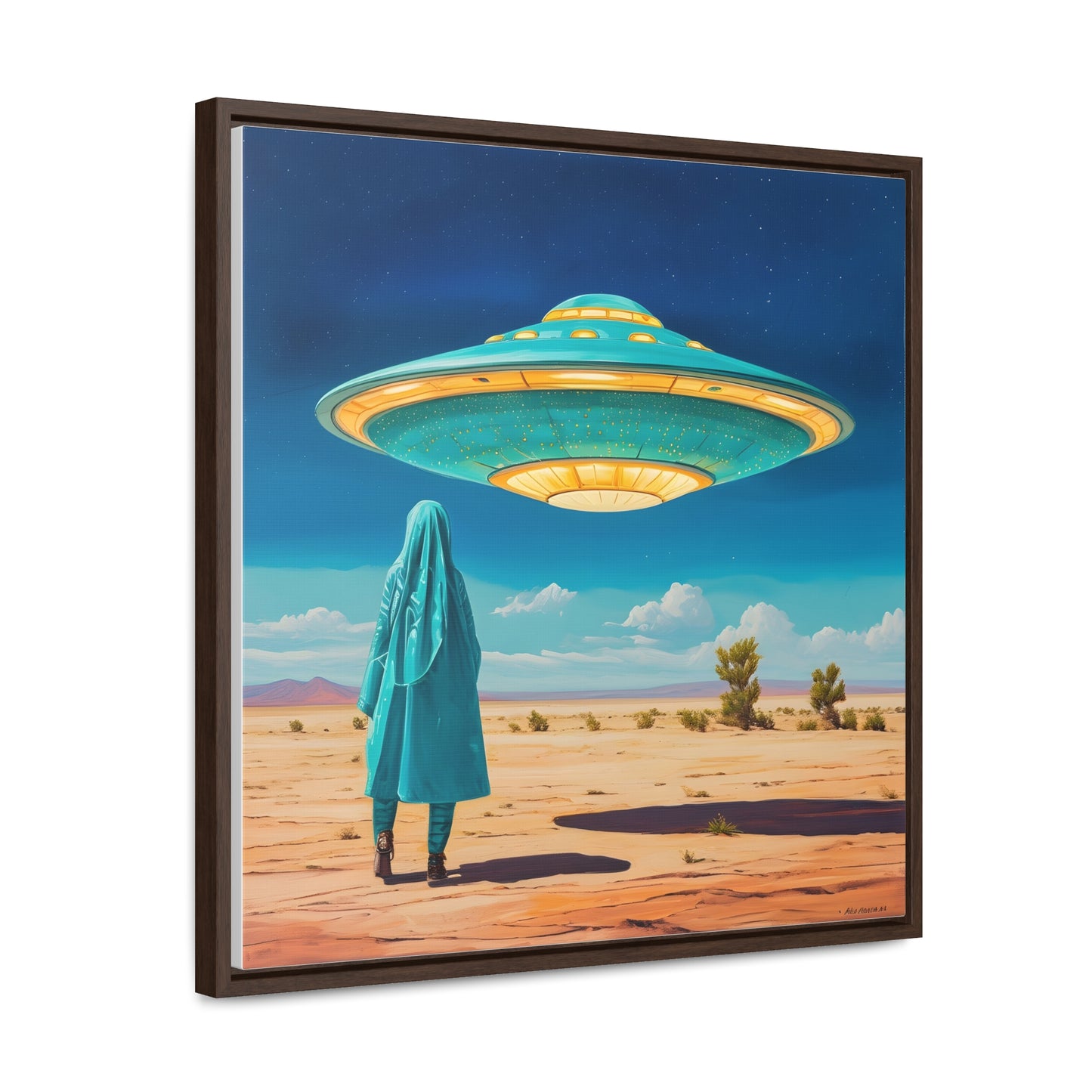 Mysterious Turquoise UFO Square Canvas Wrap