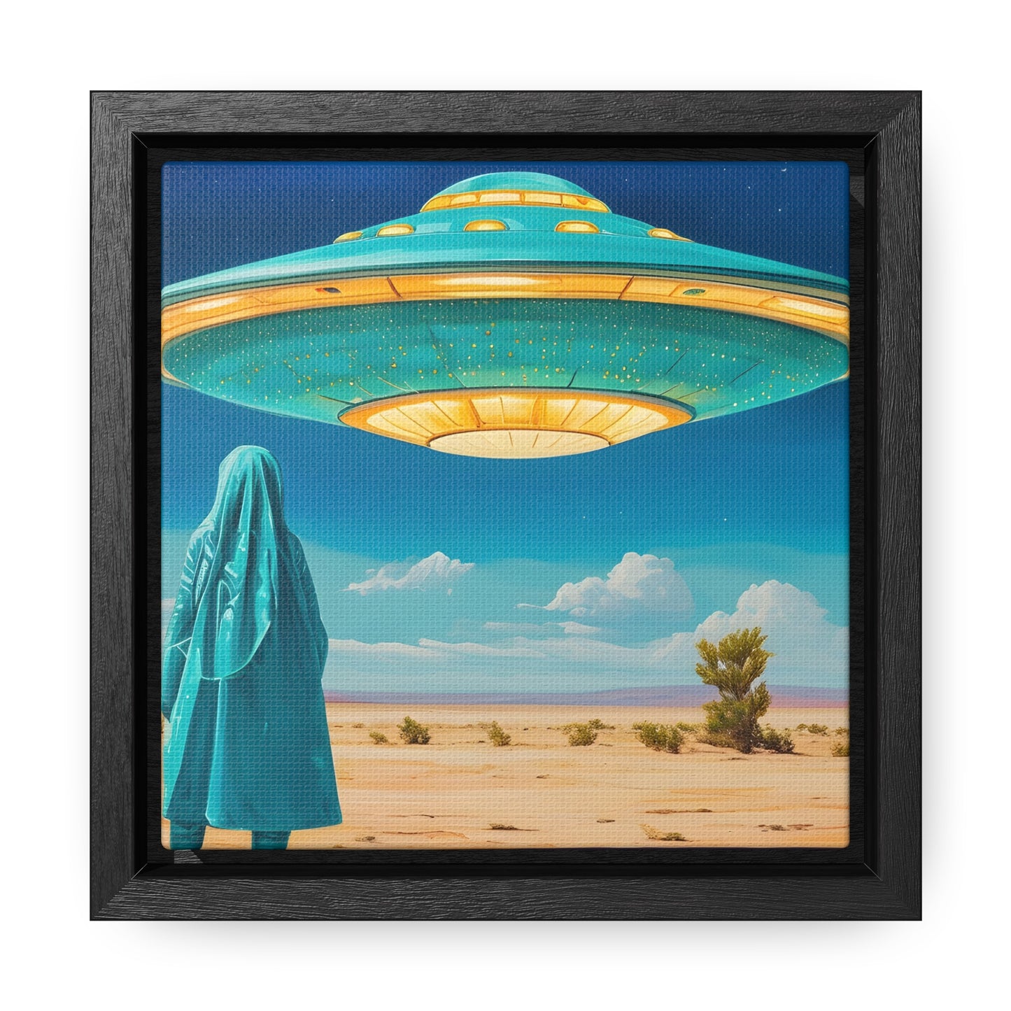 Mysterious Turquoise UFO Square Canvas Wrap