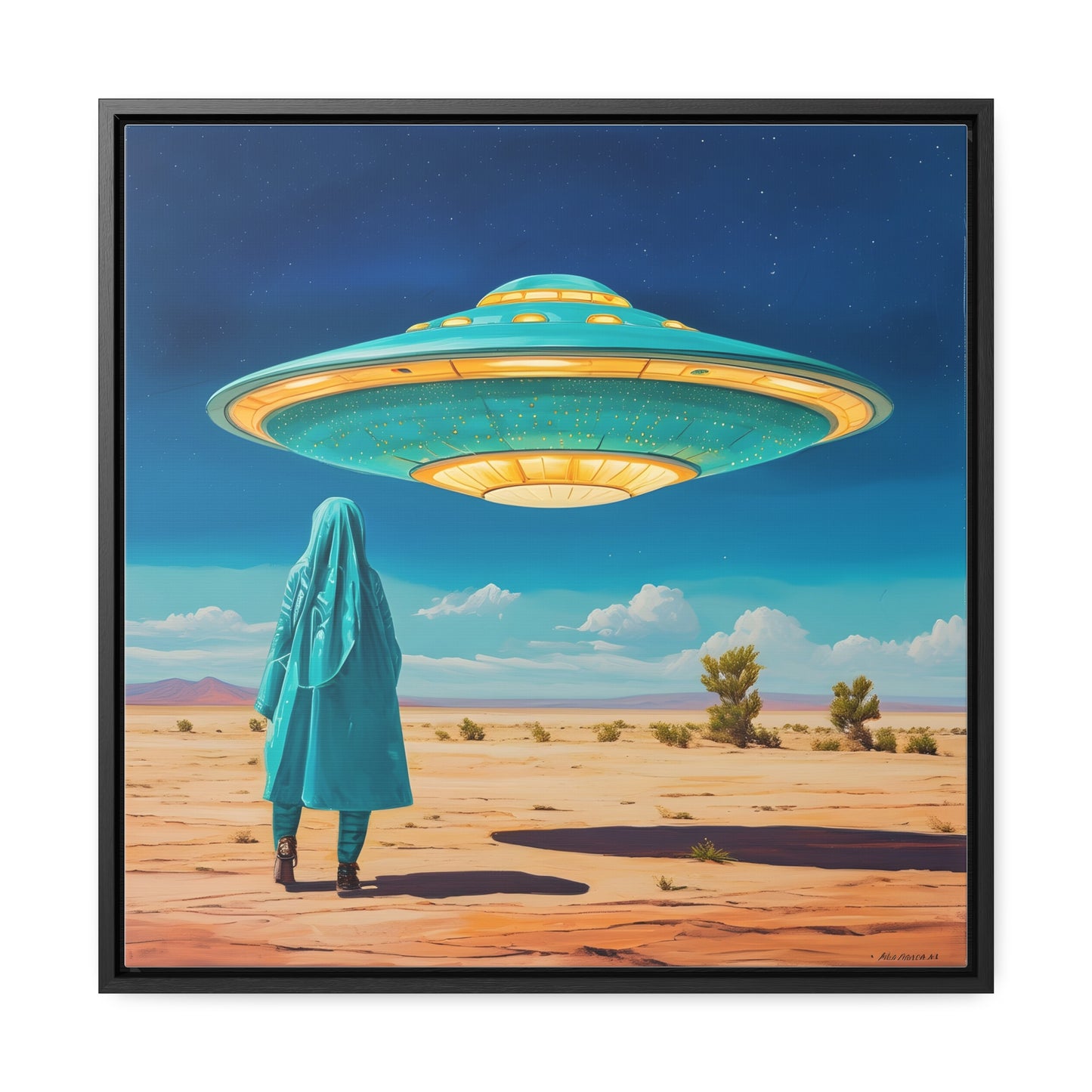 Mysterious Turquoise UFO Square Canvas Wrap