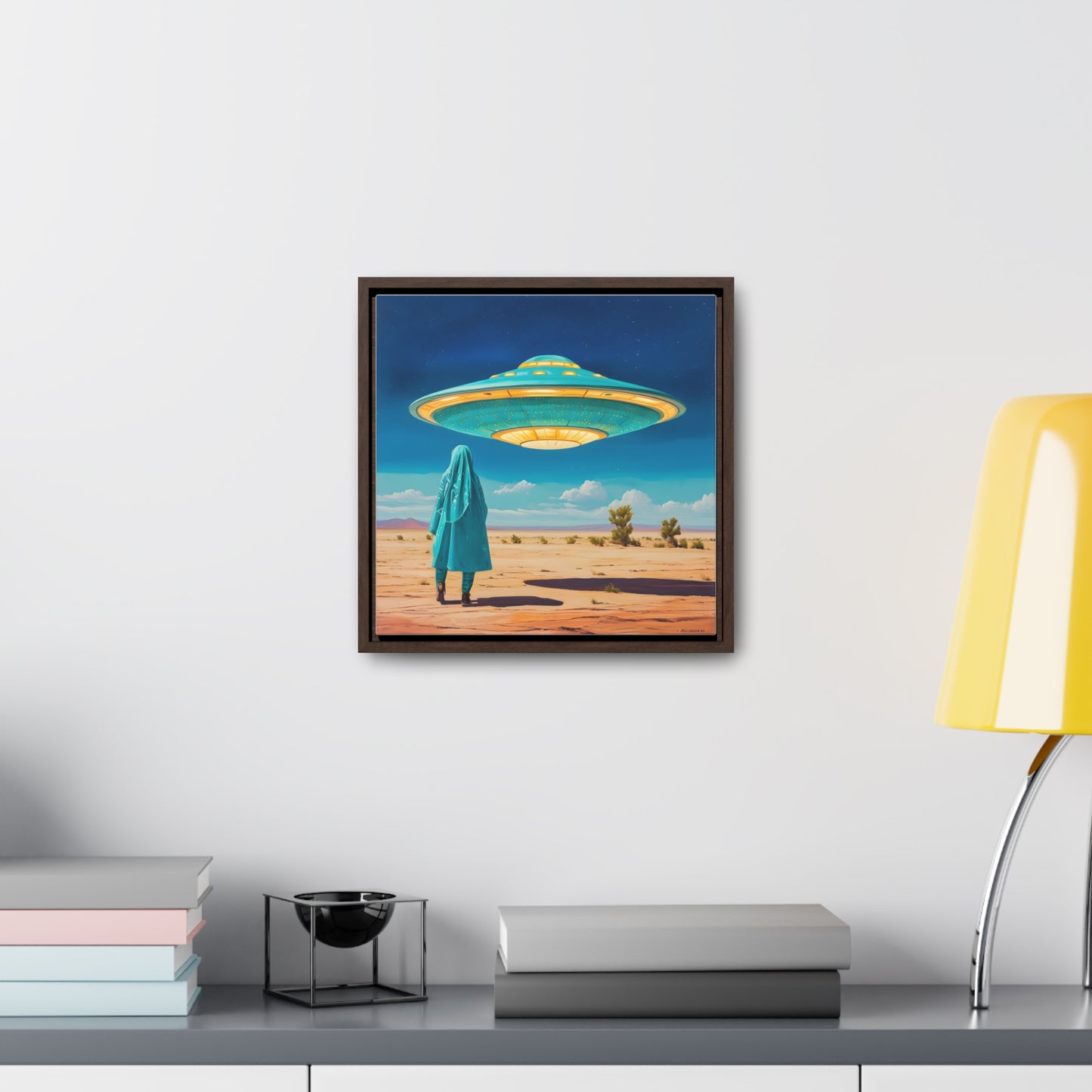 Mysterious Turquoise UFO Square Canvas Wrap