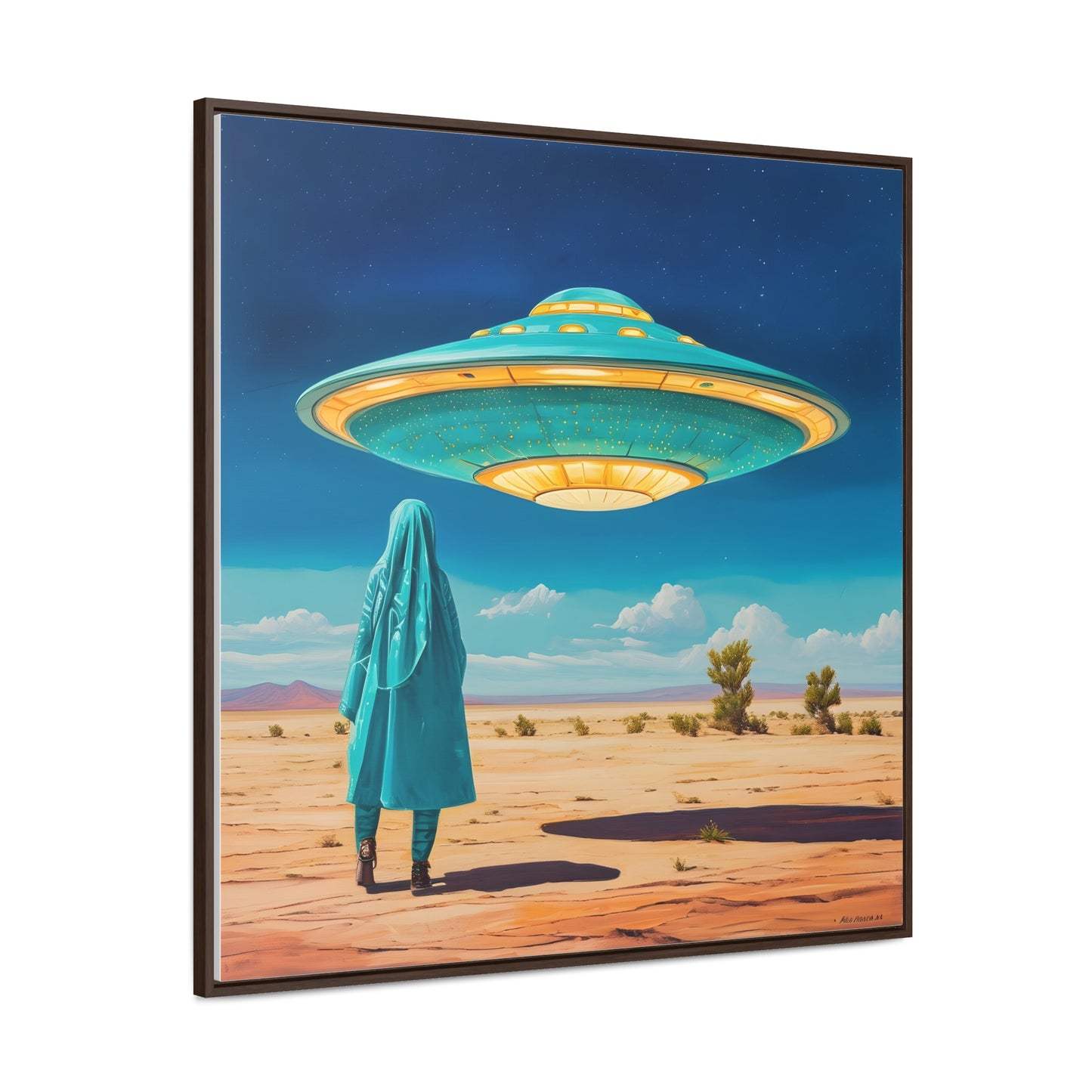 Mysterious Turquoise UFO Square Canvas Wrap