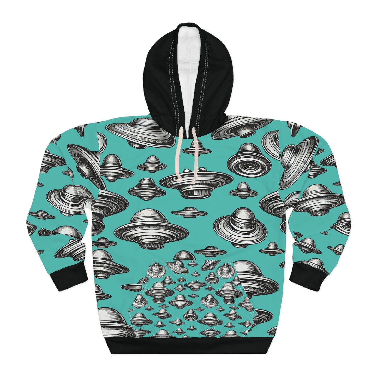 Unisex UFO Pullover Hoodie - Fun Alien Design for Science Fiction Lovers