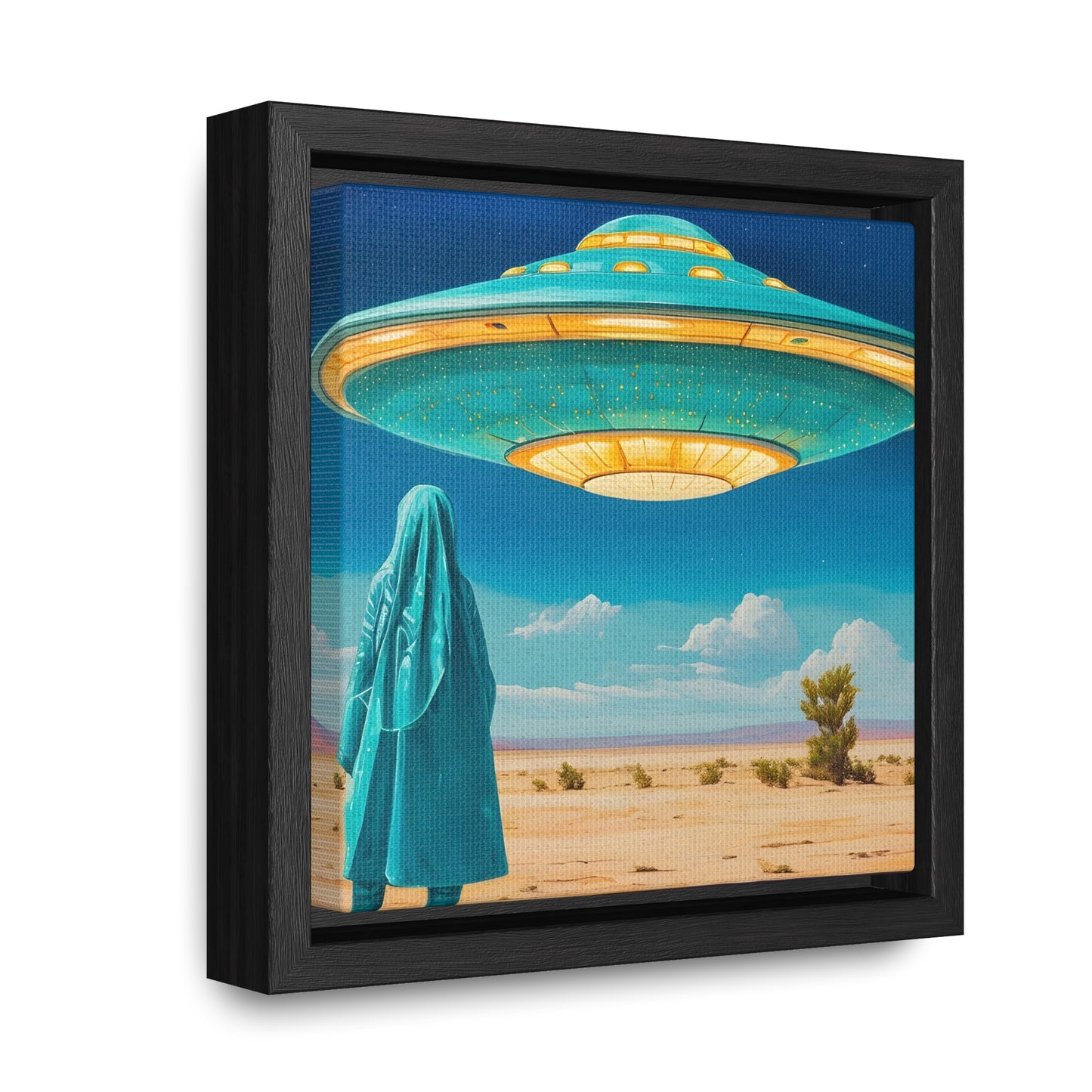 Mysterious Turquoise UFO Square Canvas Wrap