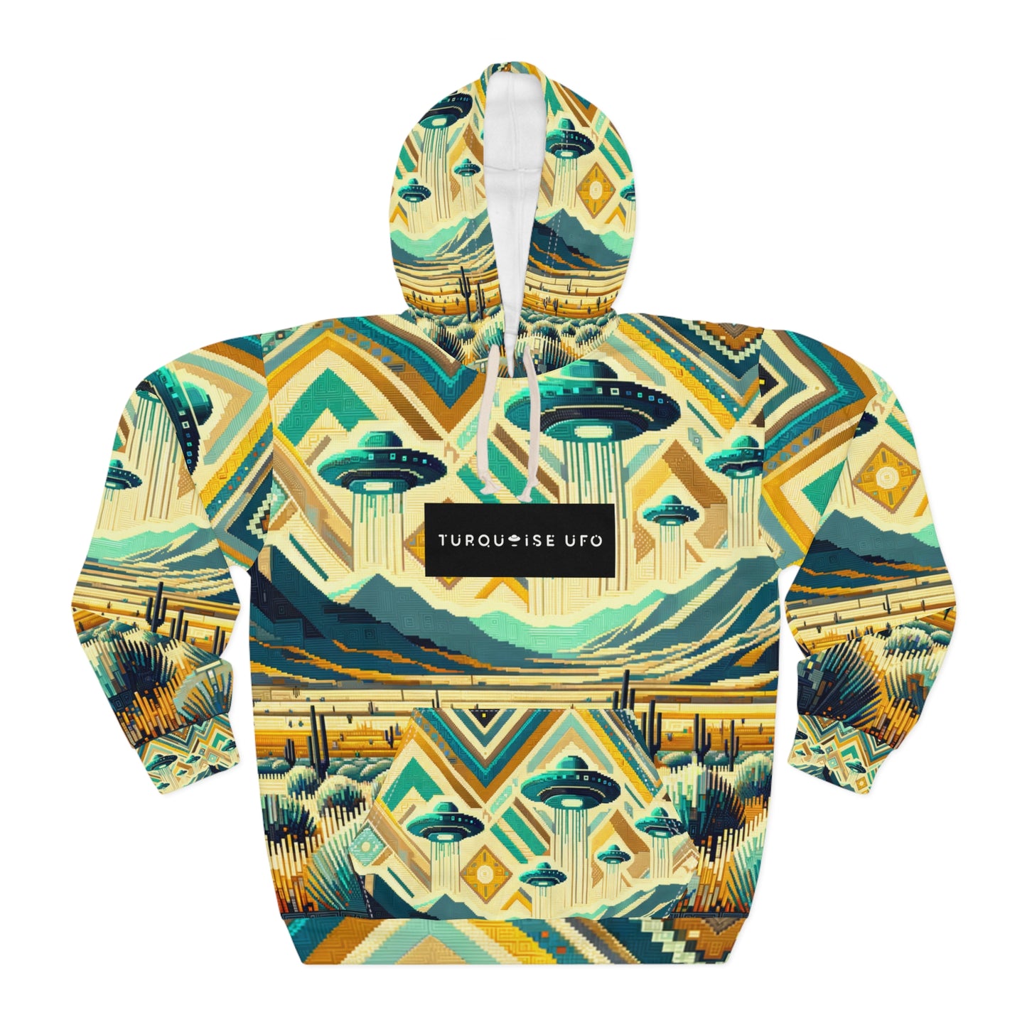 Turquoise UFO Pullover Hoodie, High Desert Theme
