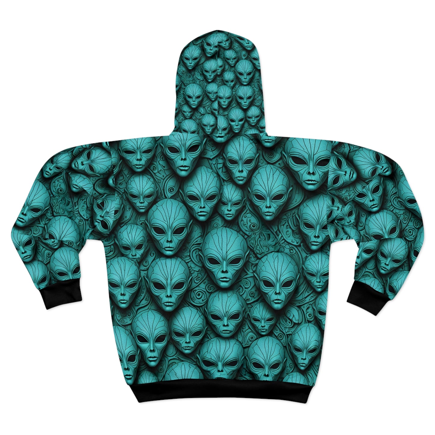 Alien Print Unisex Zip Hoodie - Unique and Stylish Outerwear for Sci-Fi Lovers