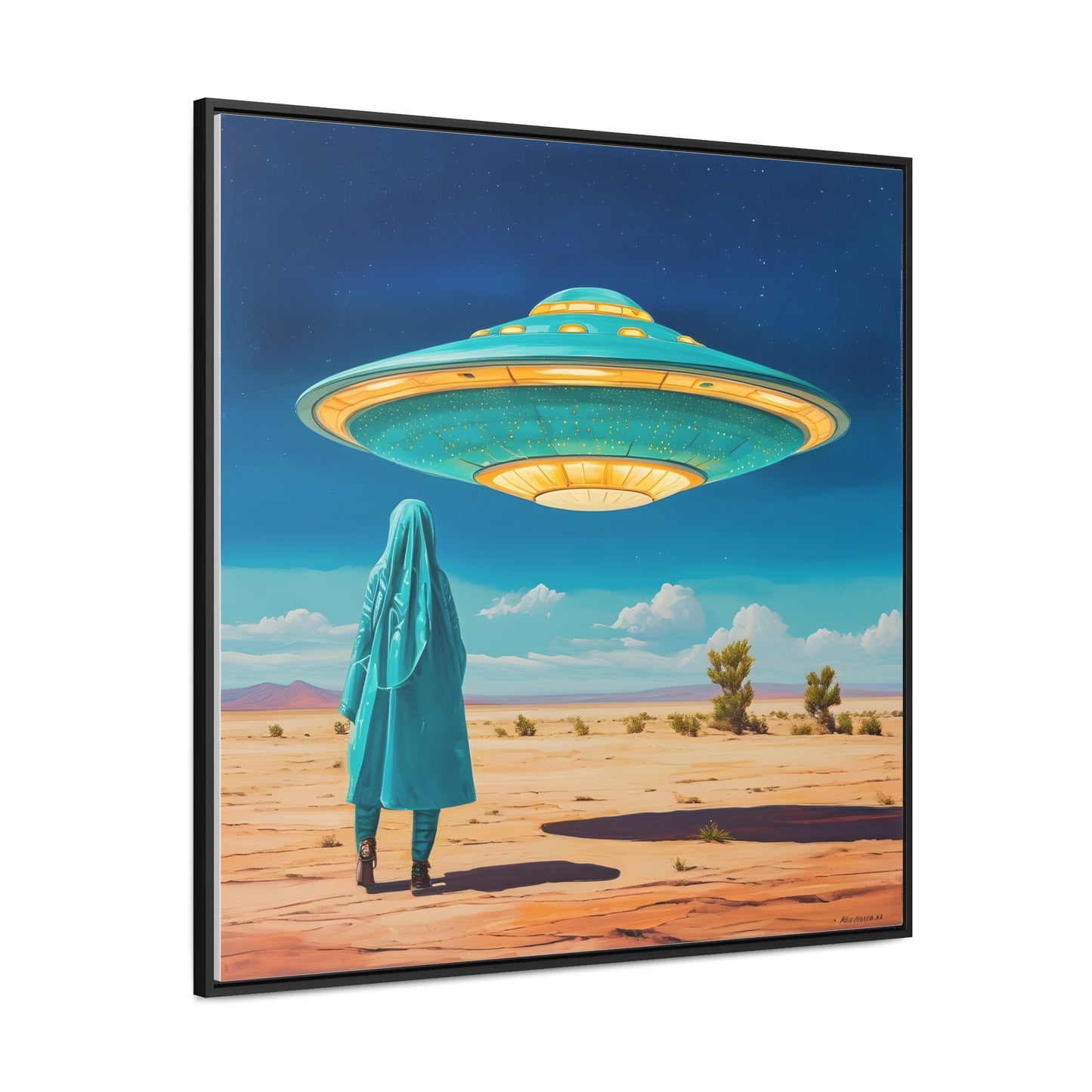 Mysterious Turquoise UFO Square Canvas Wrap