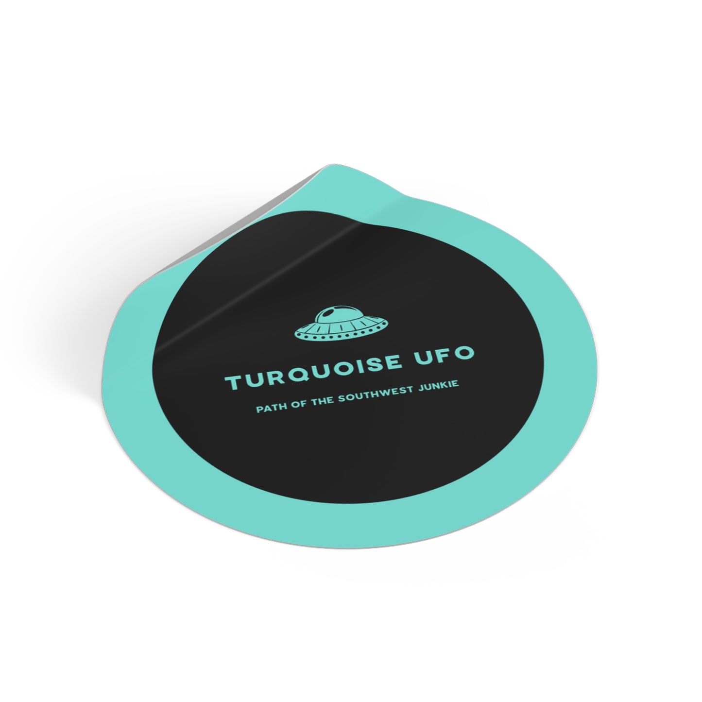 Turquoise UFO Round Vinyl Stickers - Fun Southwest Decor for Unique Personalization