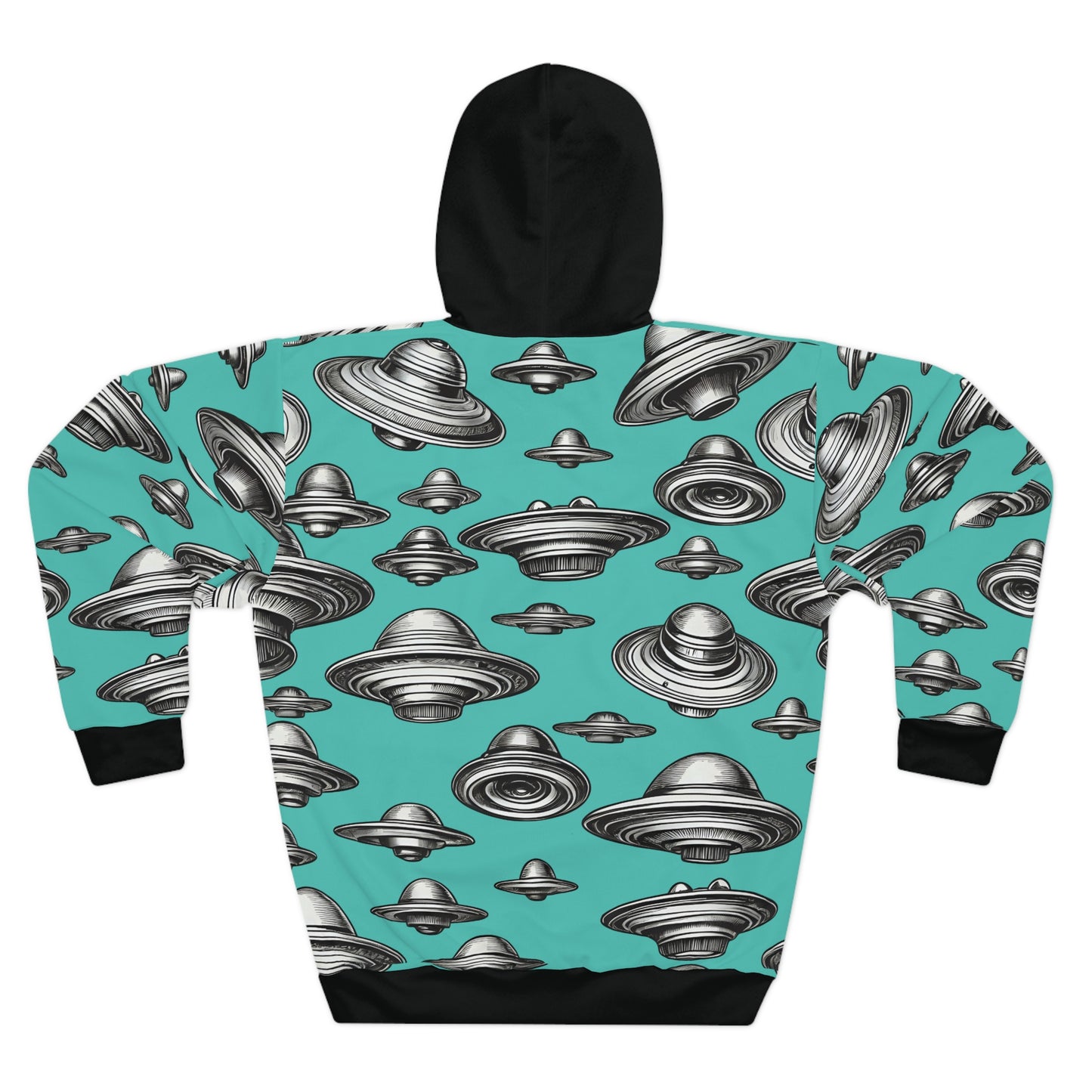 Unisex UFO Pullover Hoodie - Fun Alien Design for Science Fiction Lovers