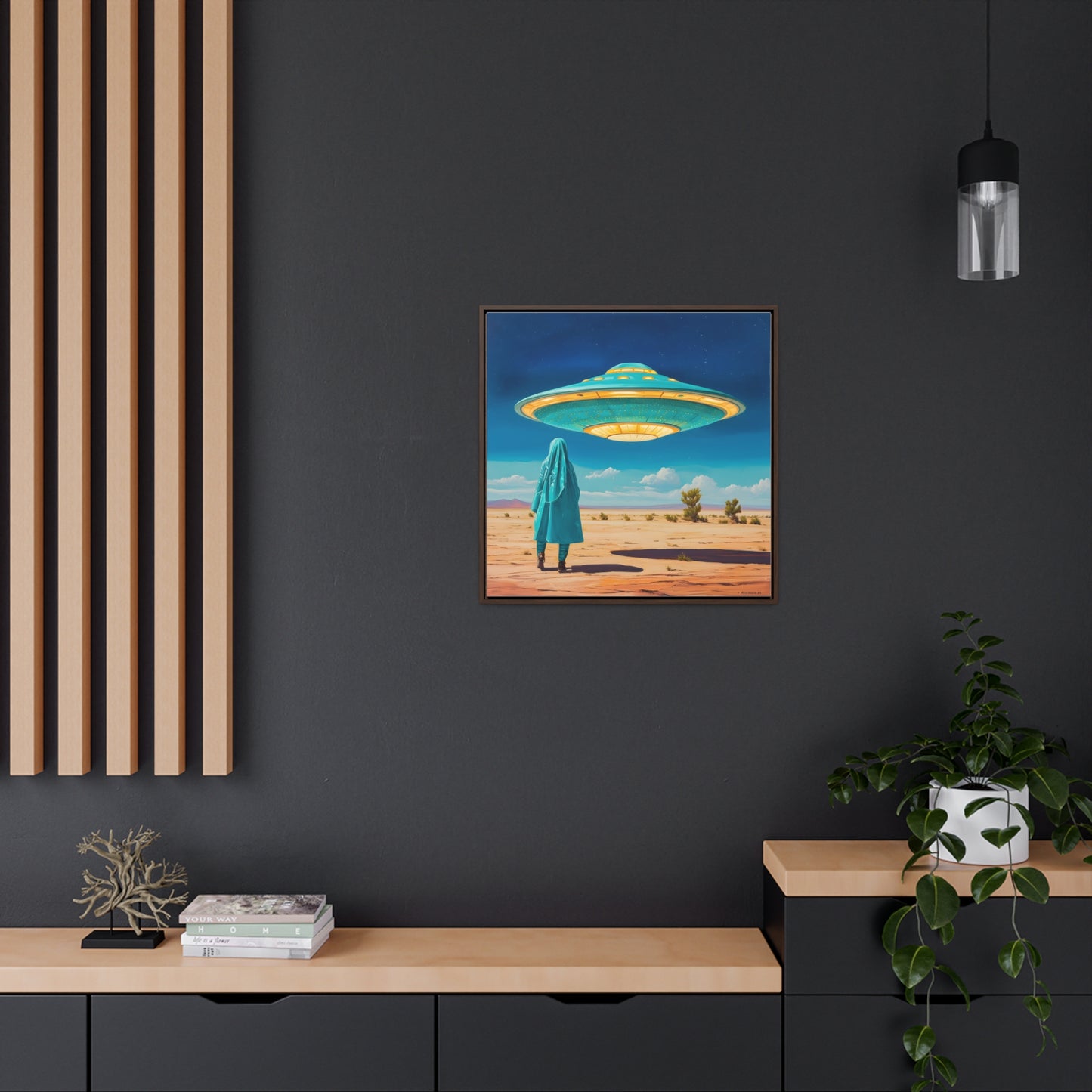 Mysterious Turquoise UFO Square Canvas Wrap