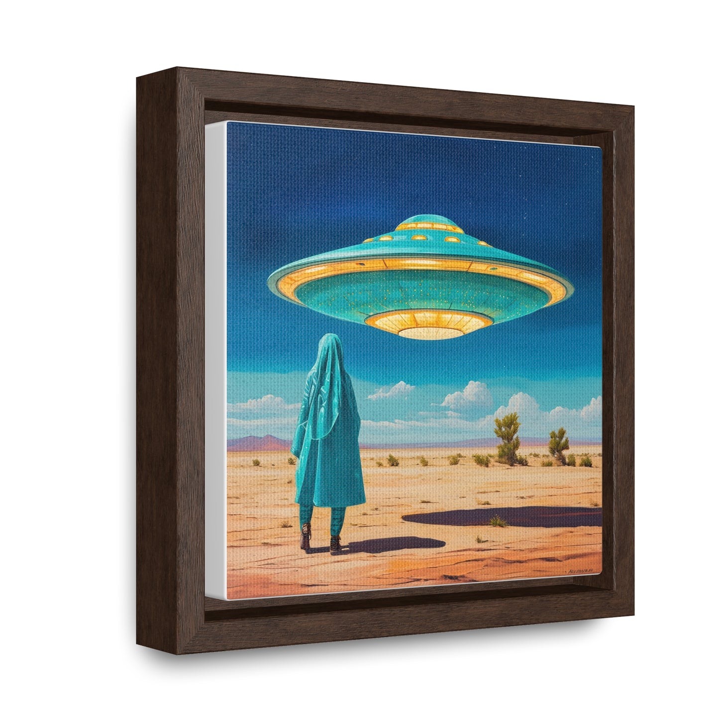 Mysterious Turquoise UFO Square Canvas Wrap