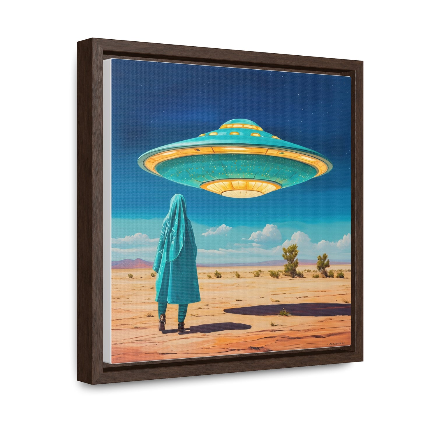 Mysterious Turquoise UFO Square Canvas Wrap