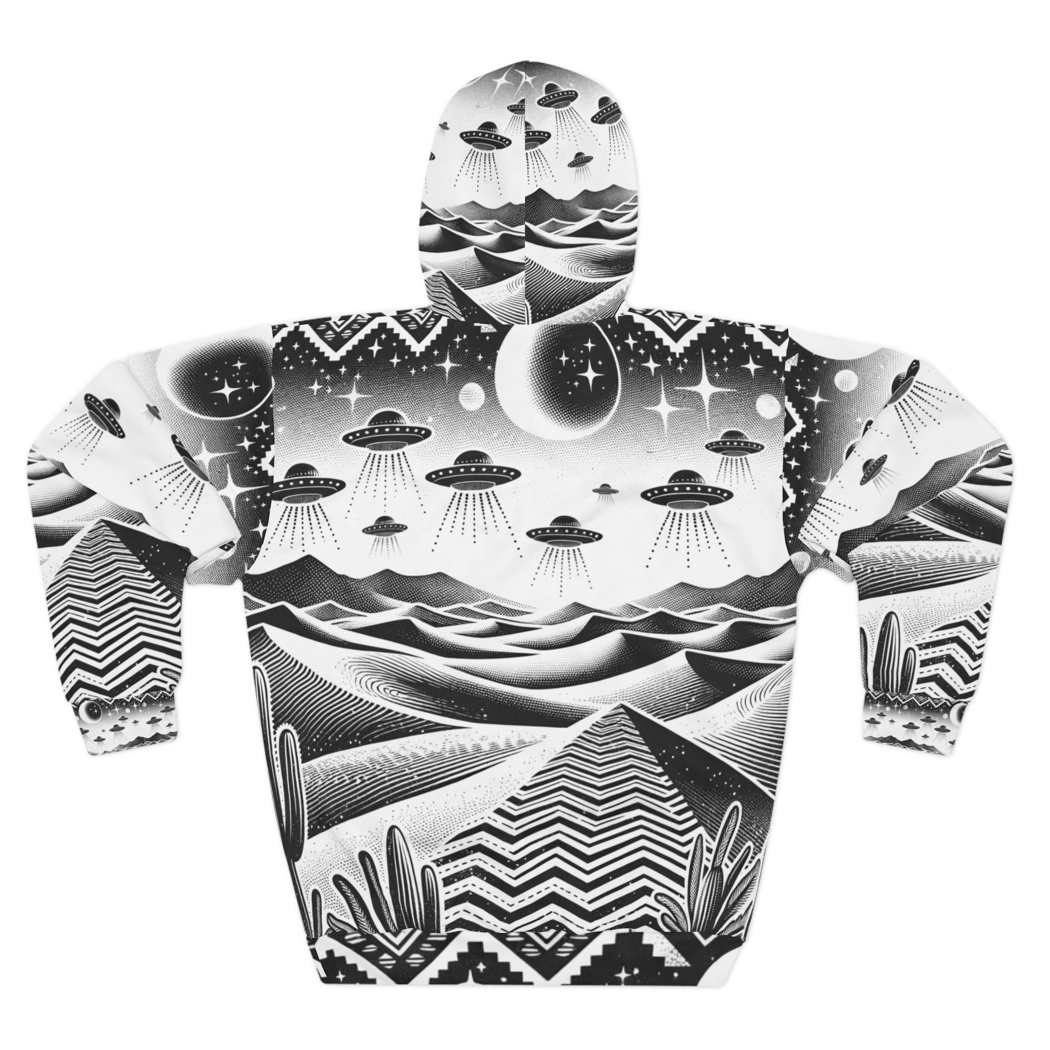 UFO Hoodie - Black and White Desert Themed - Image 2