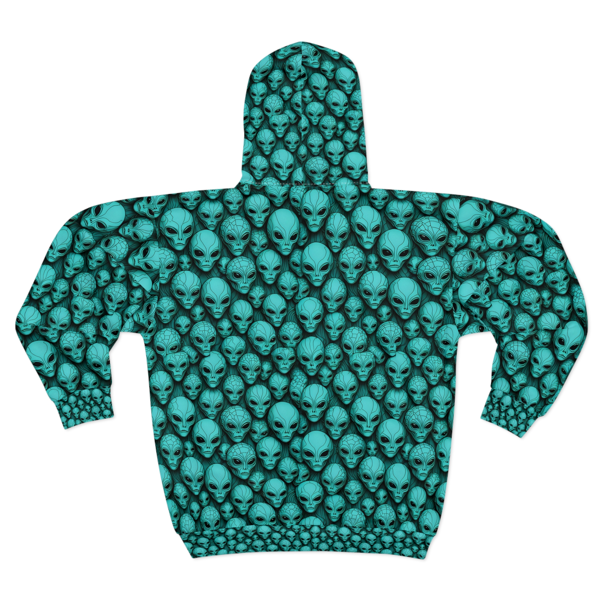 Alien Faces Unisex Zip Hoodie - Cosmic Comfort for Sci-Fi Lovers - Image 2