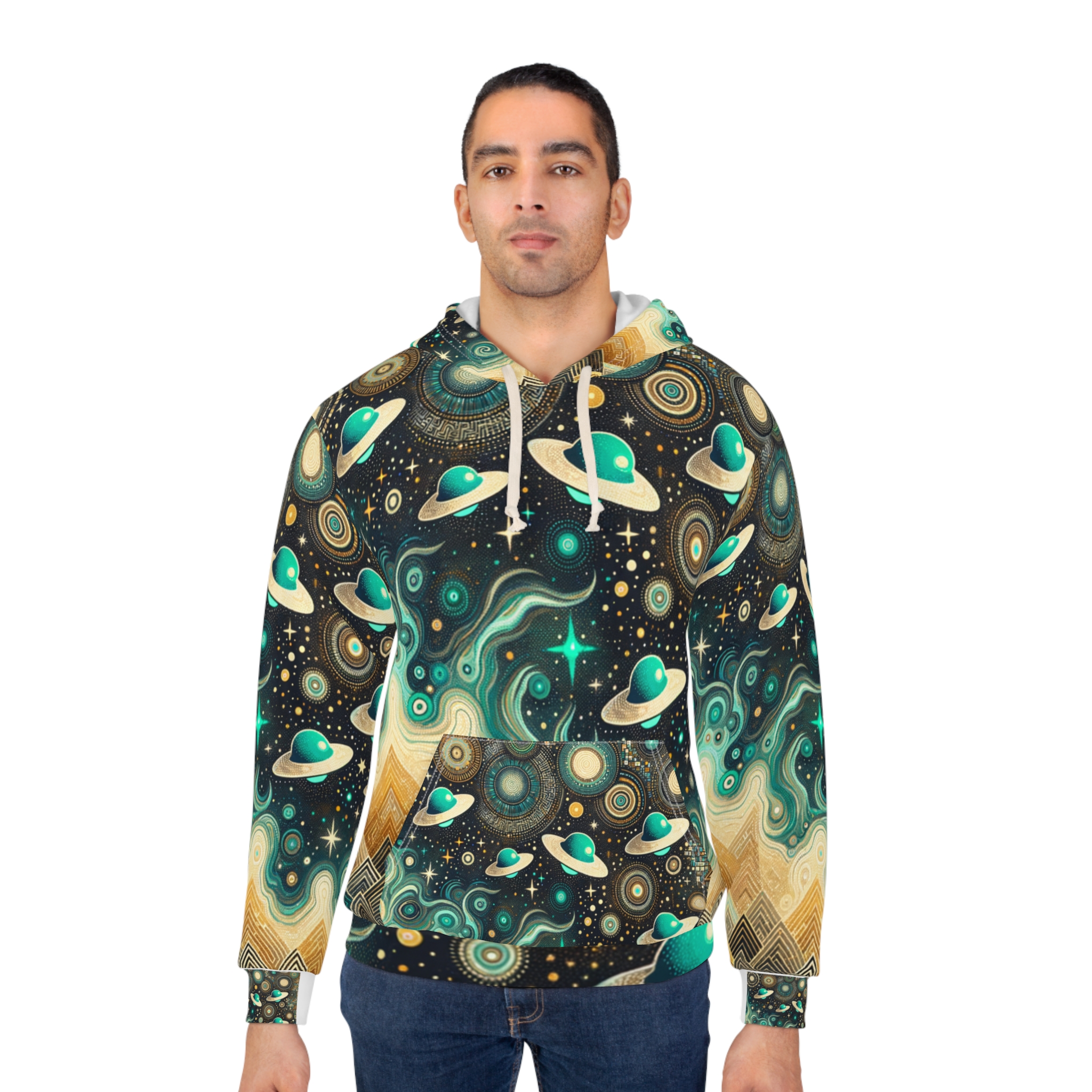 Space Inspired Turquoise UFO Hoodie - Image 4