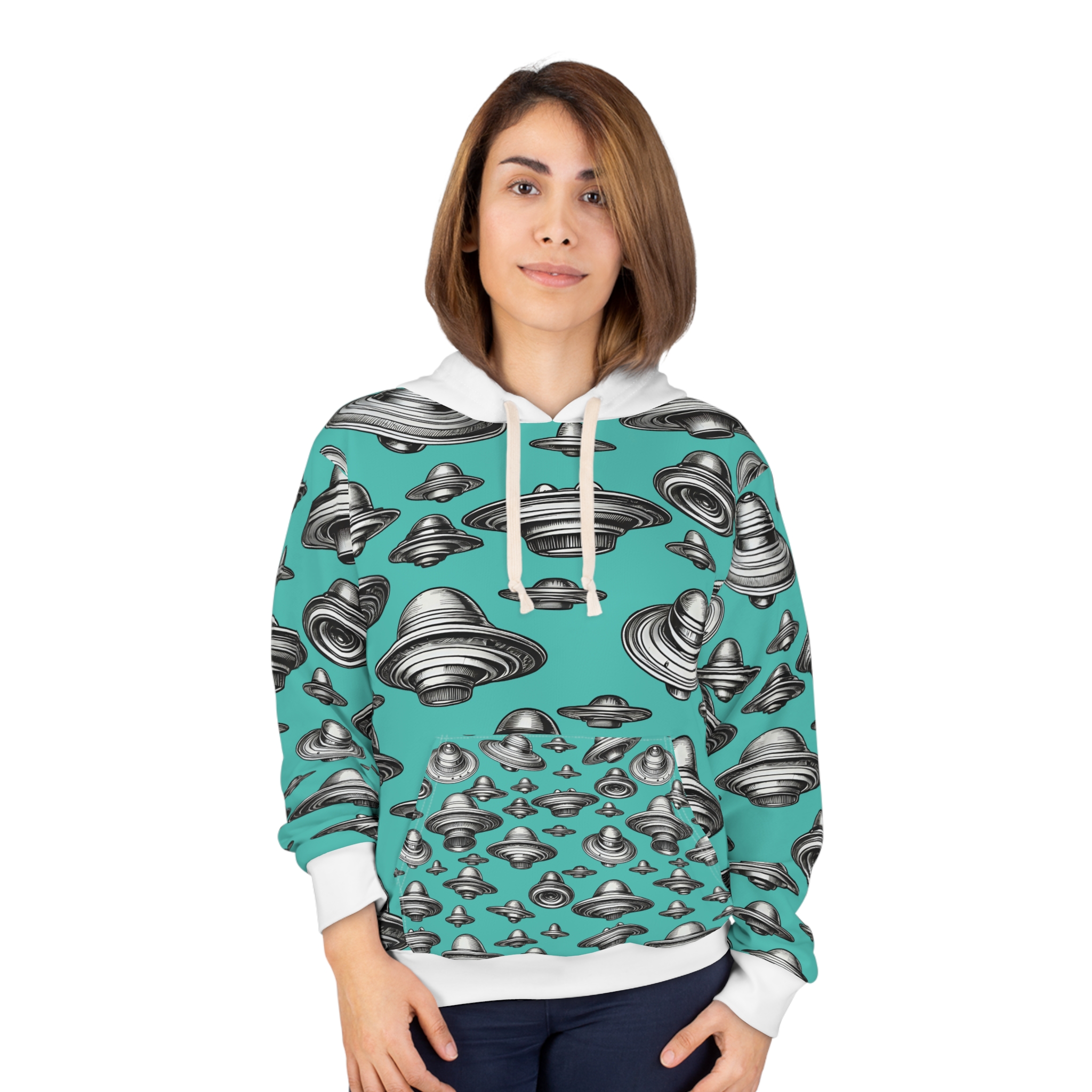 Unisex UFO Pullover Hoodie - Fun Alien Design for Science Fiction Lovers - Image 3