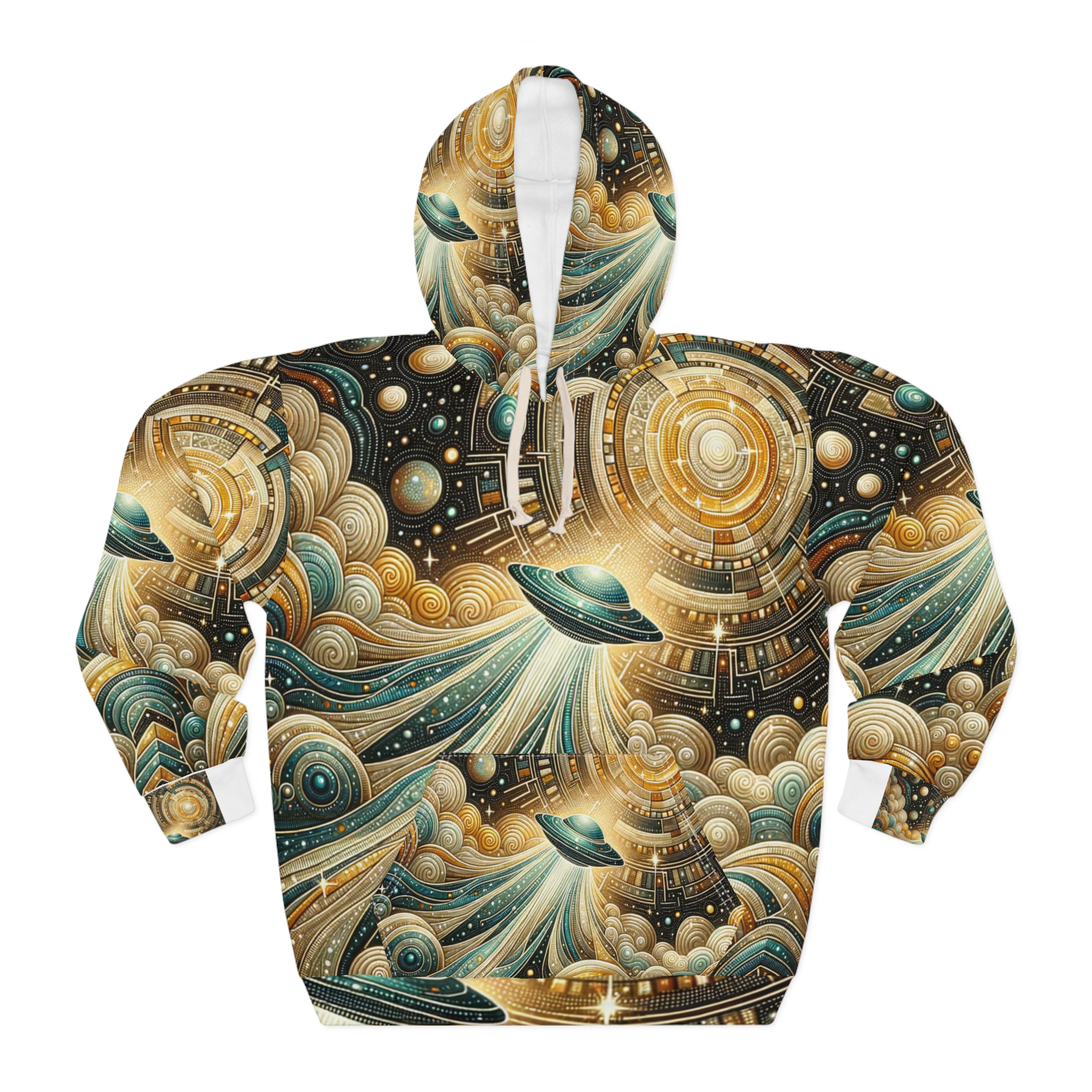 Cosmic Turquoise Quilt Hoodie