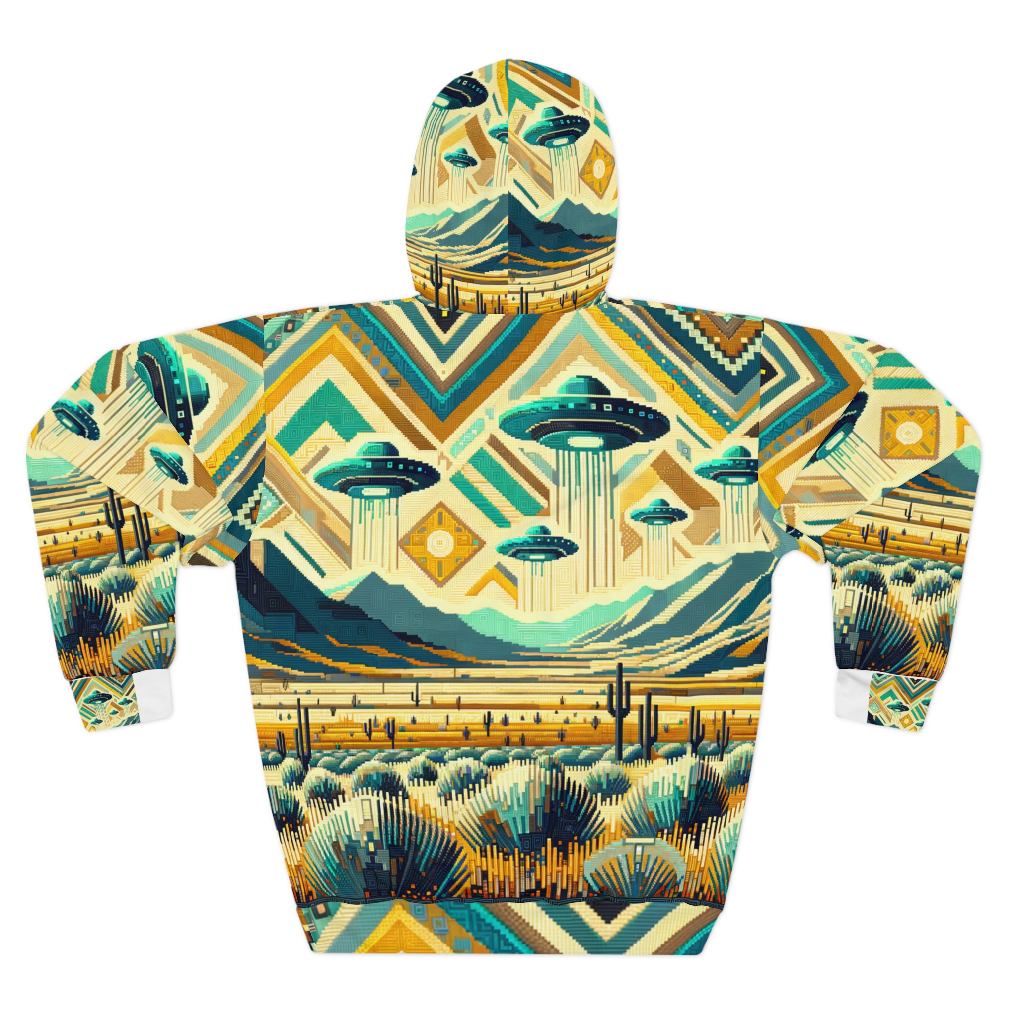 Turquoise UFO Pullover Hoodie, High Desert Theme - Image 2