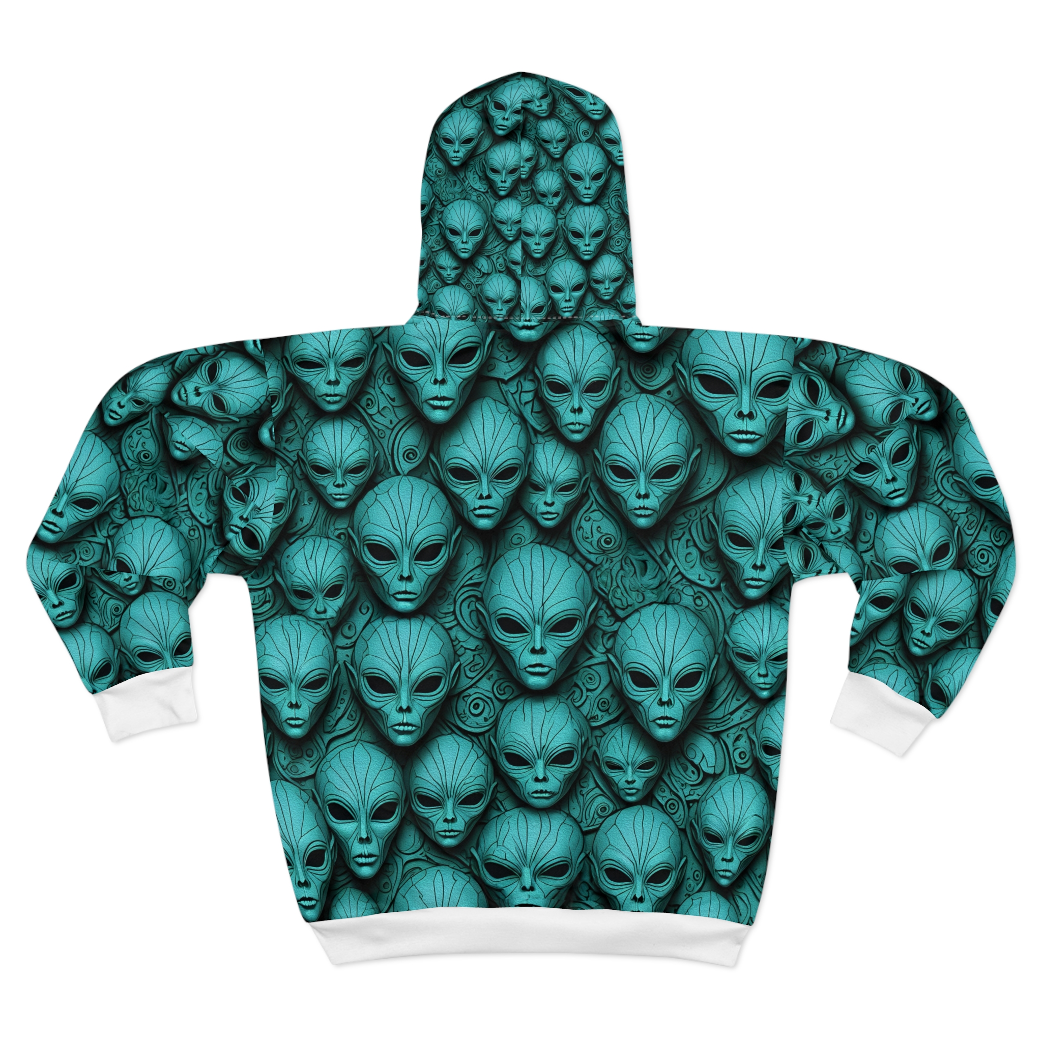 Alien Print Unisex Zip Hoodie - Unique and Stylish Outerwear for Sci-Fi Lovers - Image 2