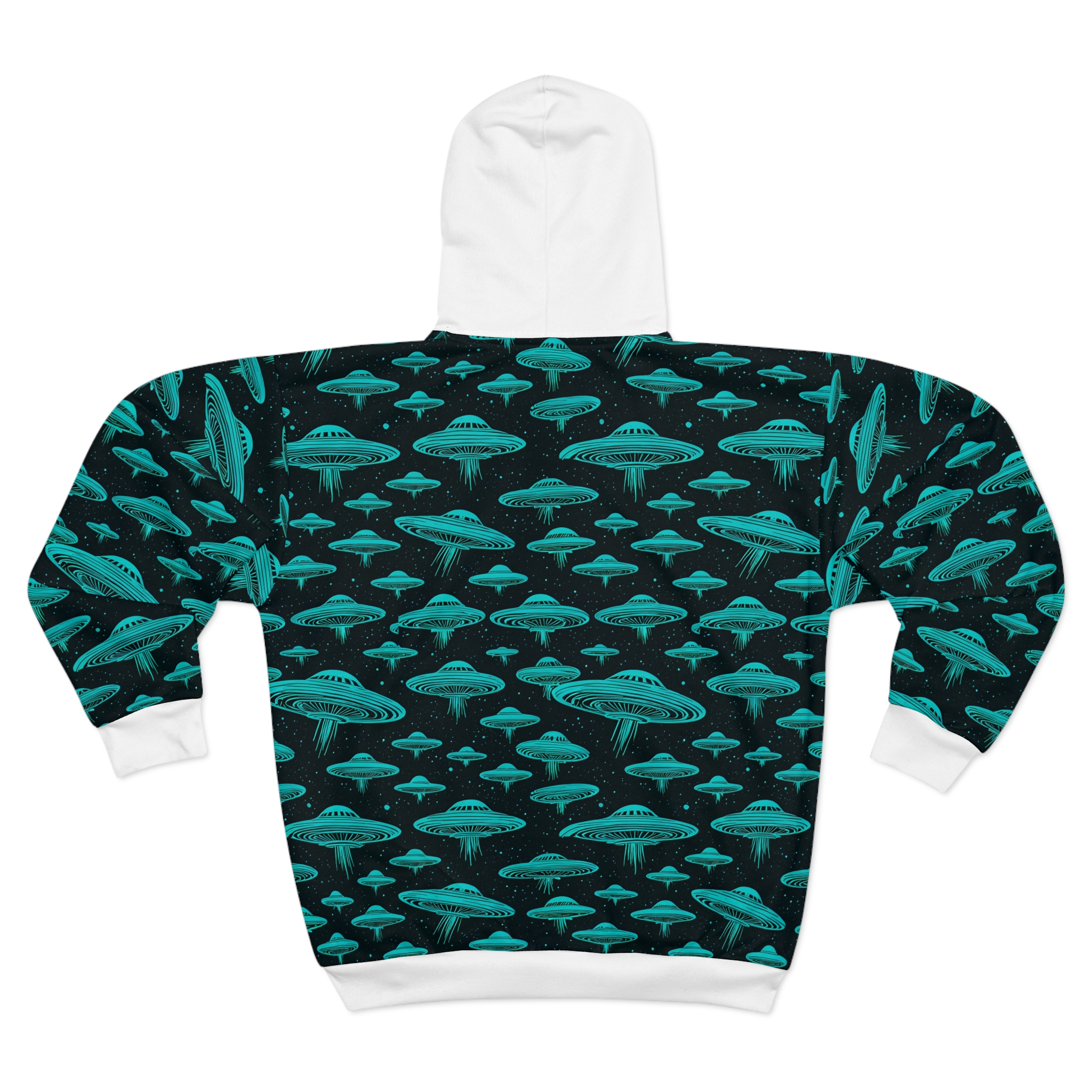 Cosmic UFO Unisex Zip Hoodie - Stylish & Fun Outerwear - Image 2