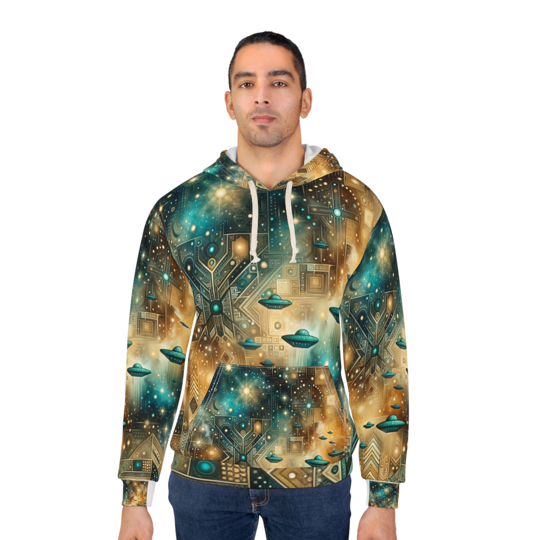 Cosmic Turquoise UFO Hoodie - Image 4