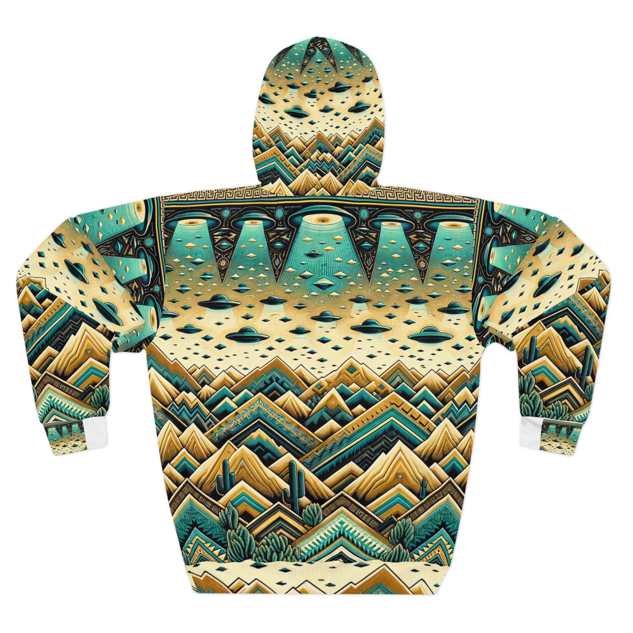 Abstract Desert Foothills Turquoise UFO Hoodie - Image 2