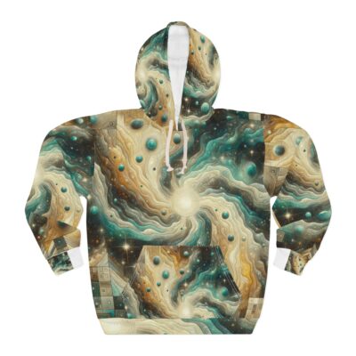 Abstract Interstellar Hoodie - Turquoise UFO Logo