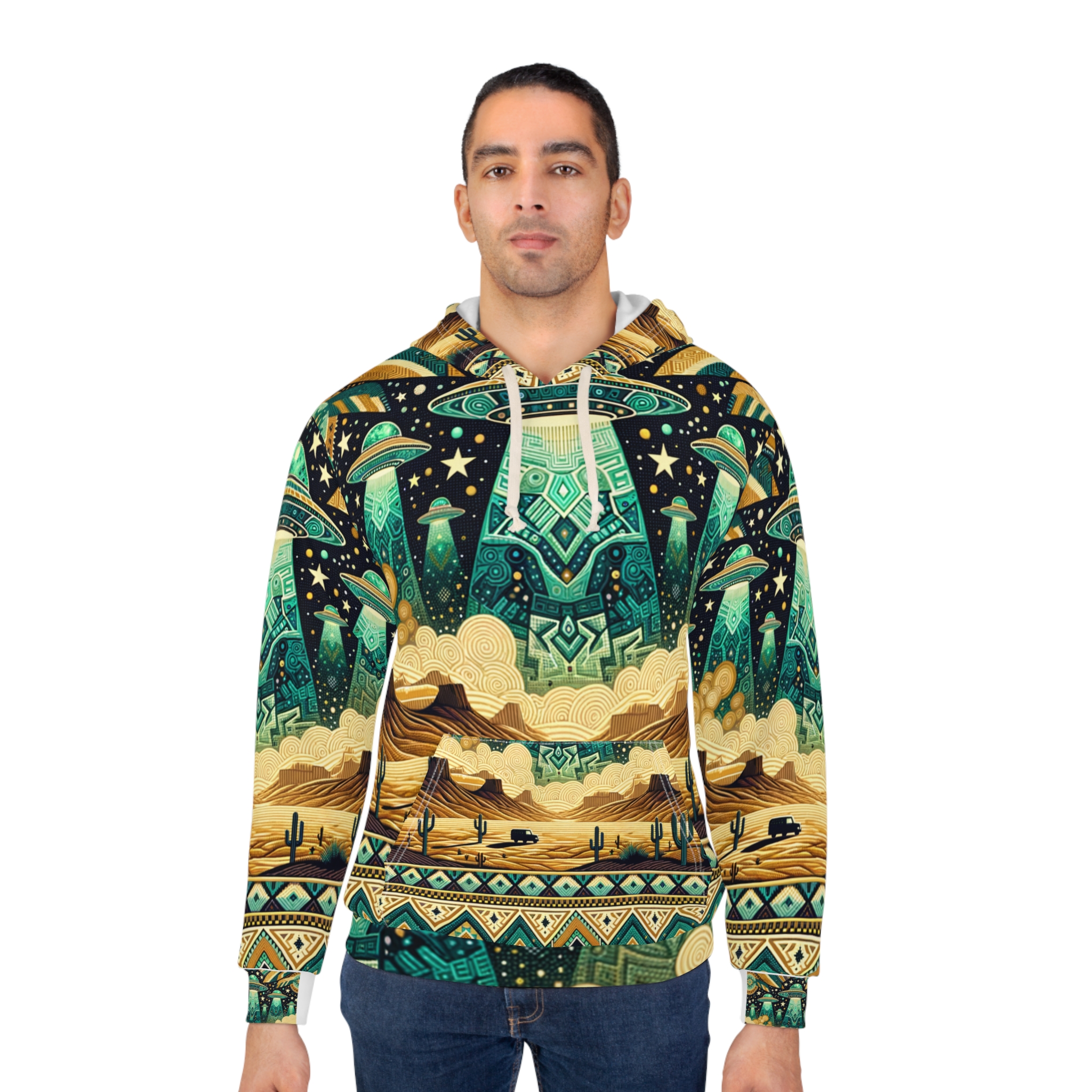 Turquoise UFO Southwestern Hoodie - Image 4