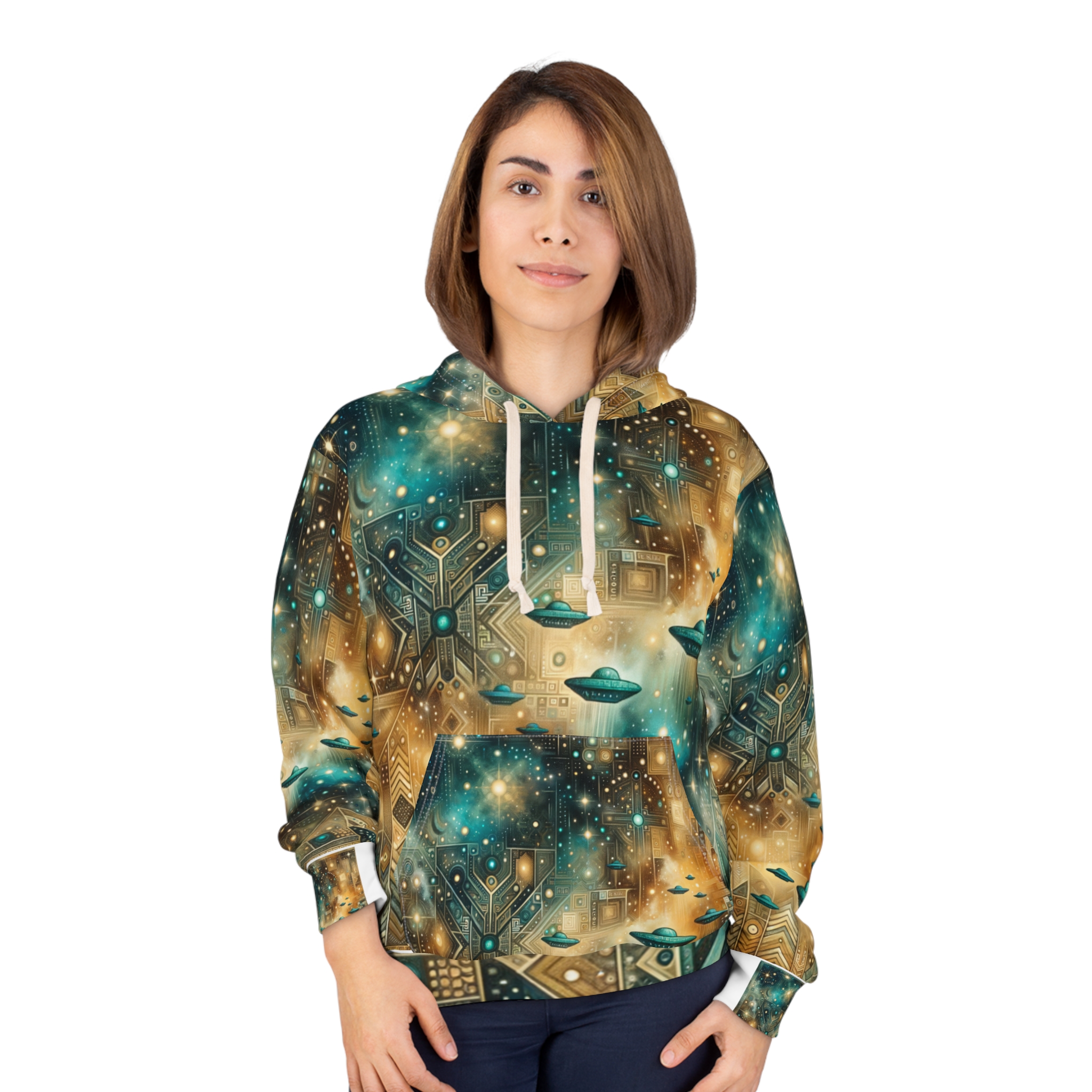 Cosmic Turquoise UFO Hoodie - Image 3