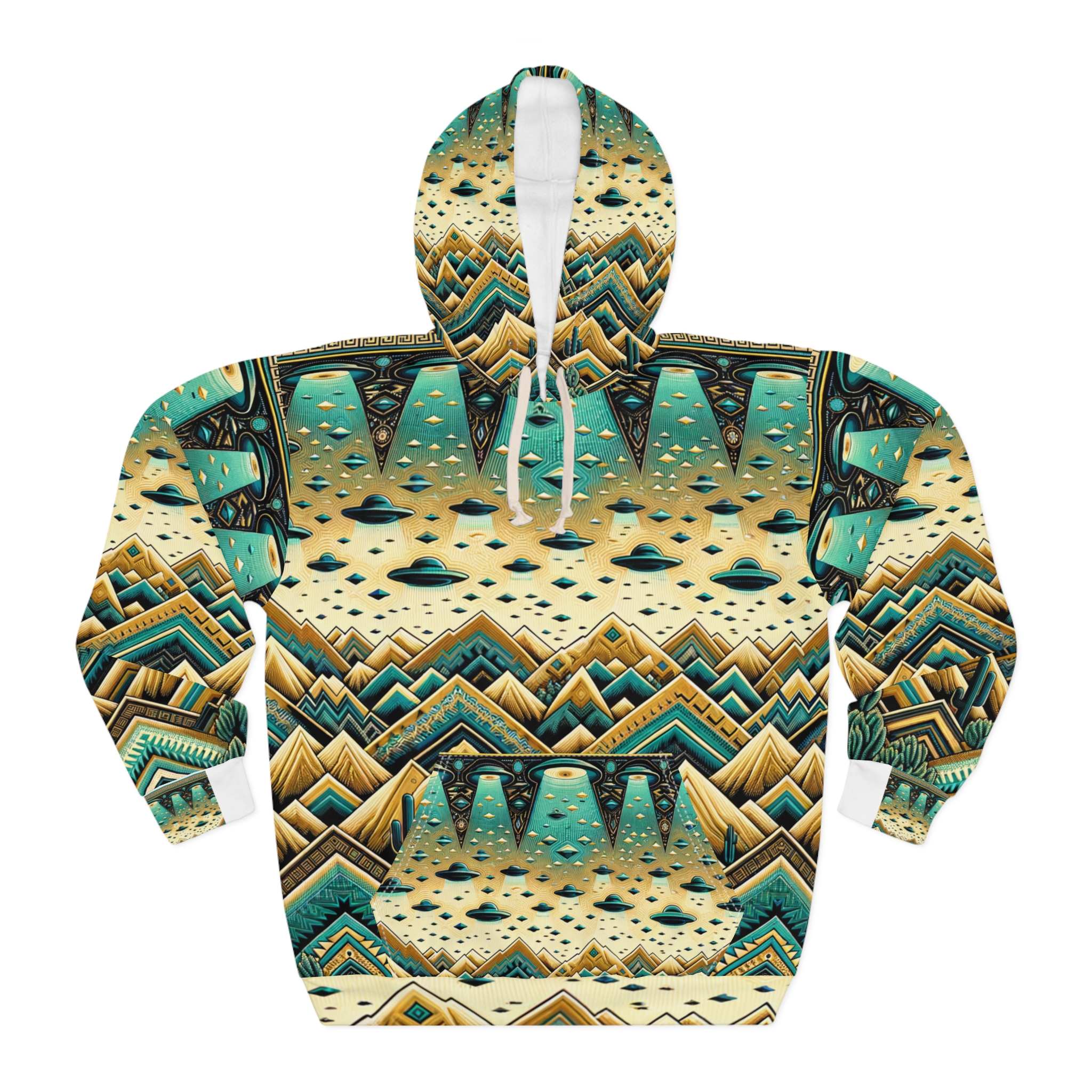 Abstract Desert Foothills Turquoise UFO Hoodie