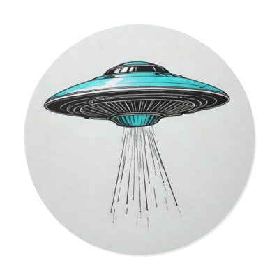 Stylish Round Vinyl Stickers - Retro UFO Design for Space Lovers