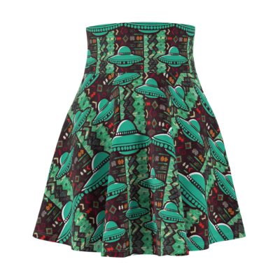 Southwestern UFO Pattern Women's Skater Skirt - Fun Retro Fashion