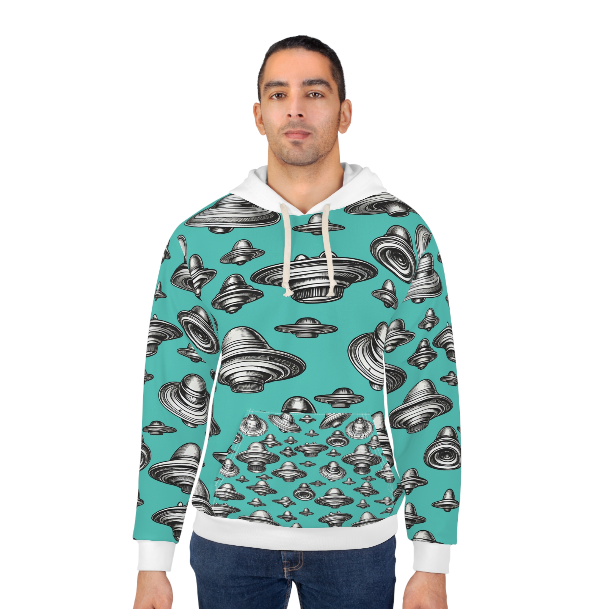 Unisex UFO Pullover Hoodie - Fun Alien Design for Science Fiction Lovers - Image 4