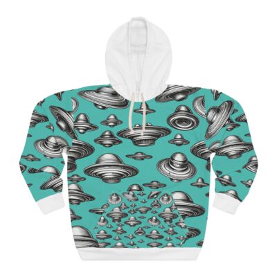 Unisex UFO Pullover Hoodie - Fun Alien Design for Science Fiction Lovers