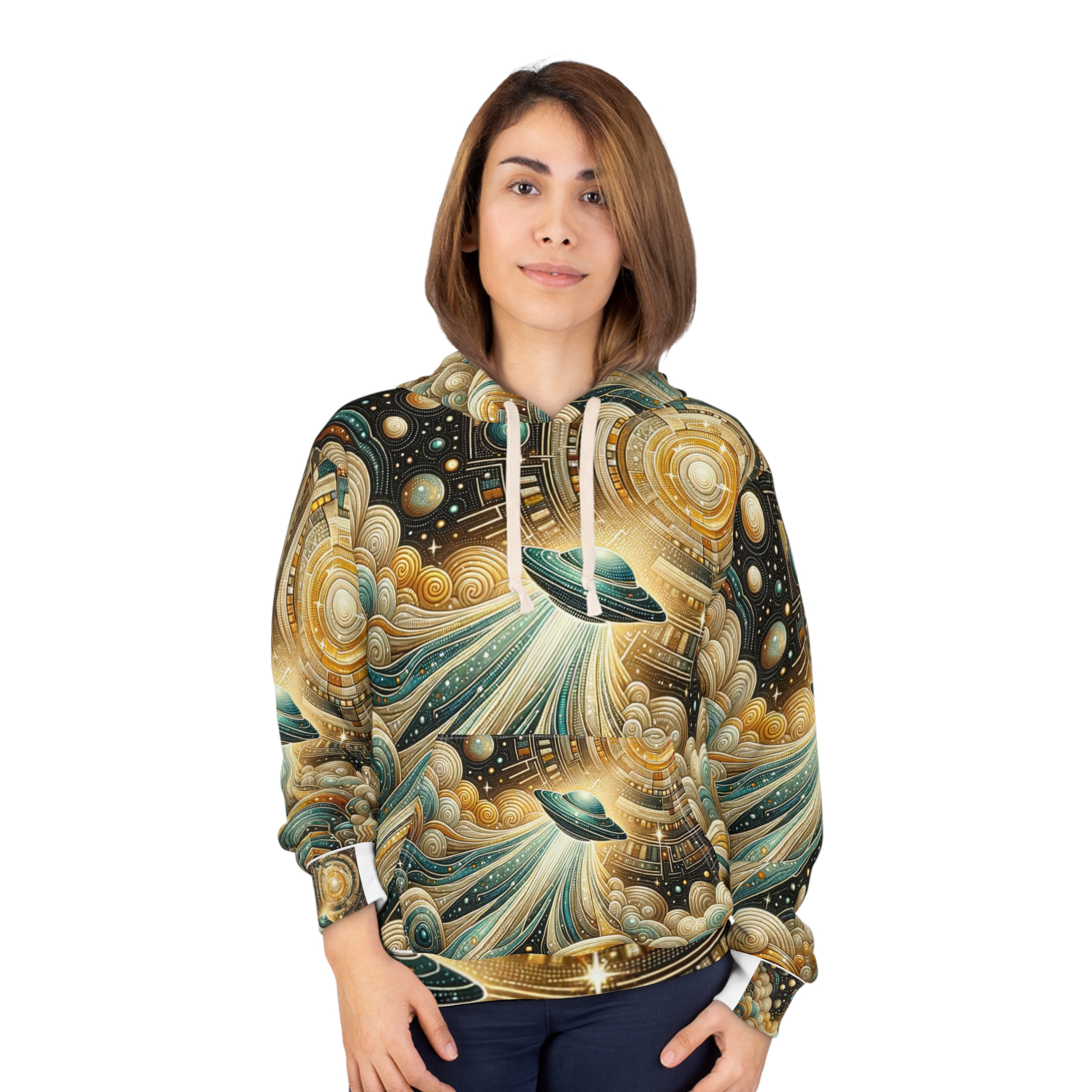 Cosmic Turquoise Quilt Hoodie - Image 3