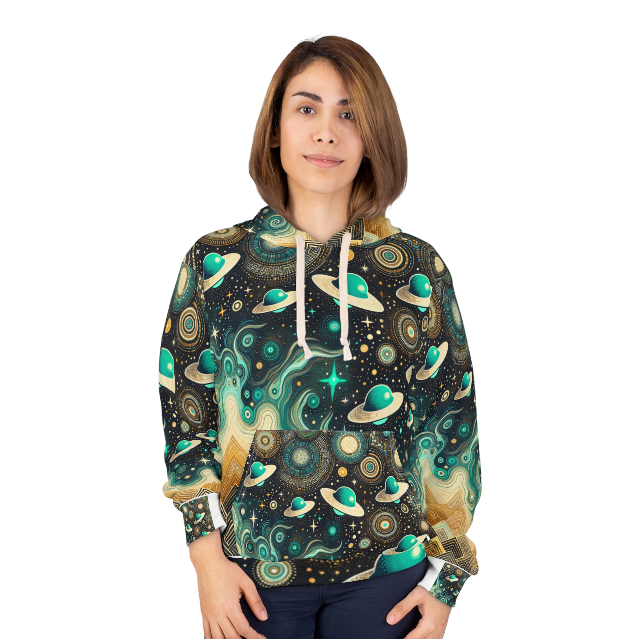Space Inspired Turquoise UFO Hoodie - Image 3