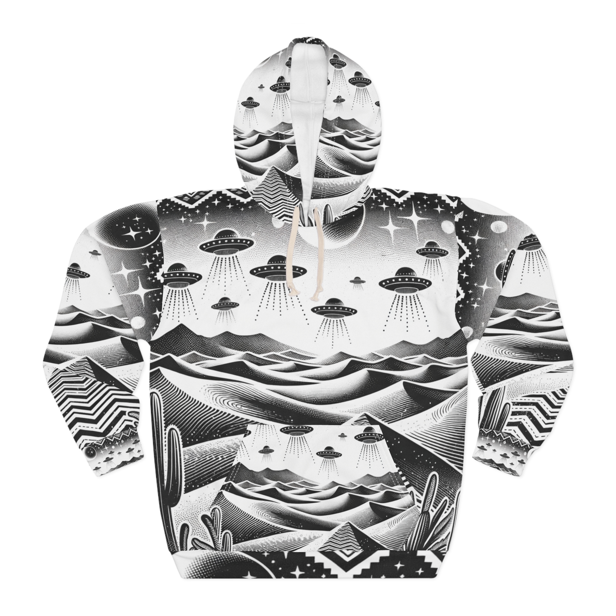UFO Hoodie - Black and White Desert Themed